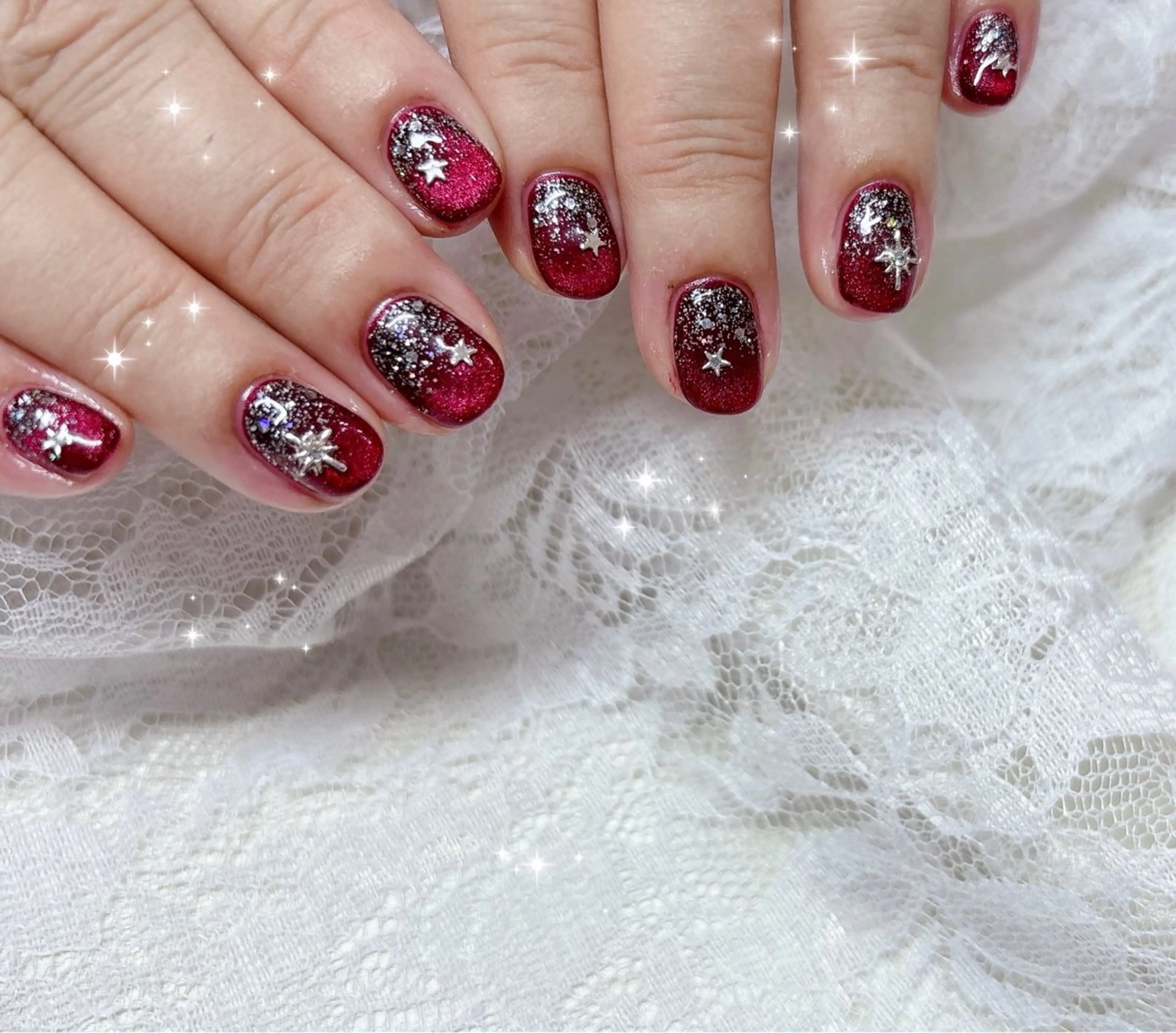 ネイル グラデーション キラキラネイル マグネットネイル ハンドネイル FLARE NAIL フレアネイルのネイルデザイン