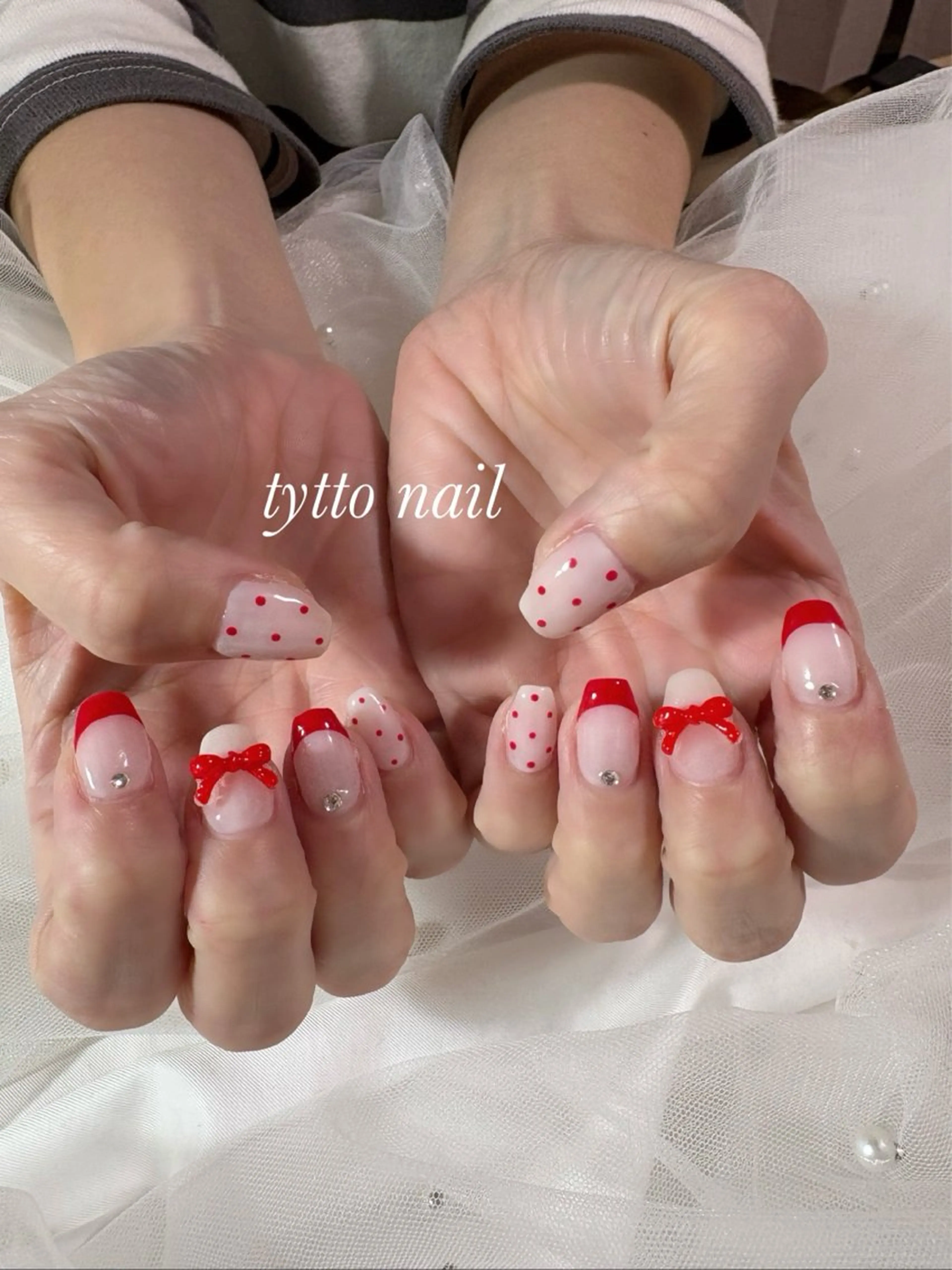 ネイル ドット フレンチネイル キラキラネイル オフィスネイル ワンカラーネイル tytto nail ❤︎‪‪eri‪‪のネイルデザイン
