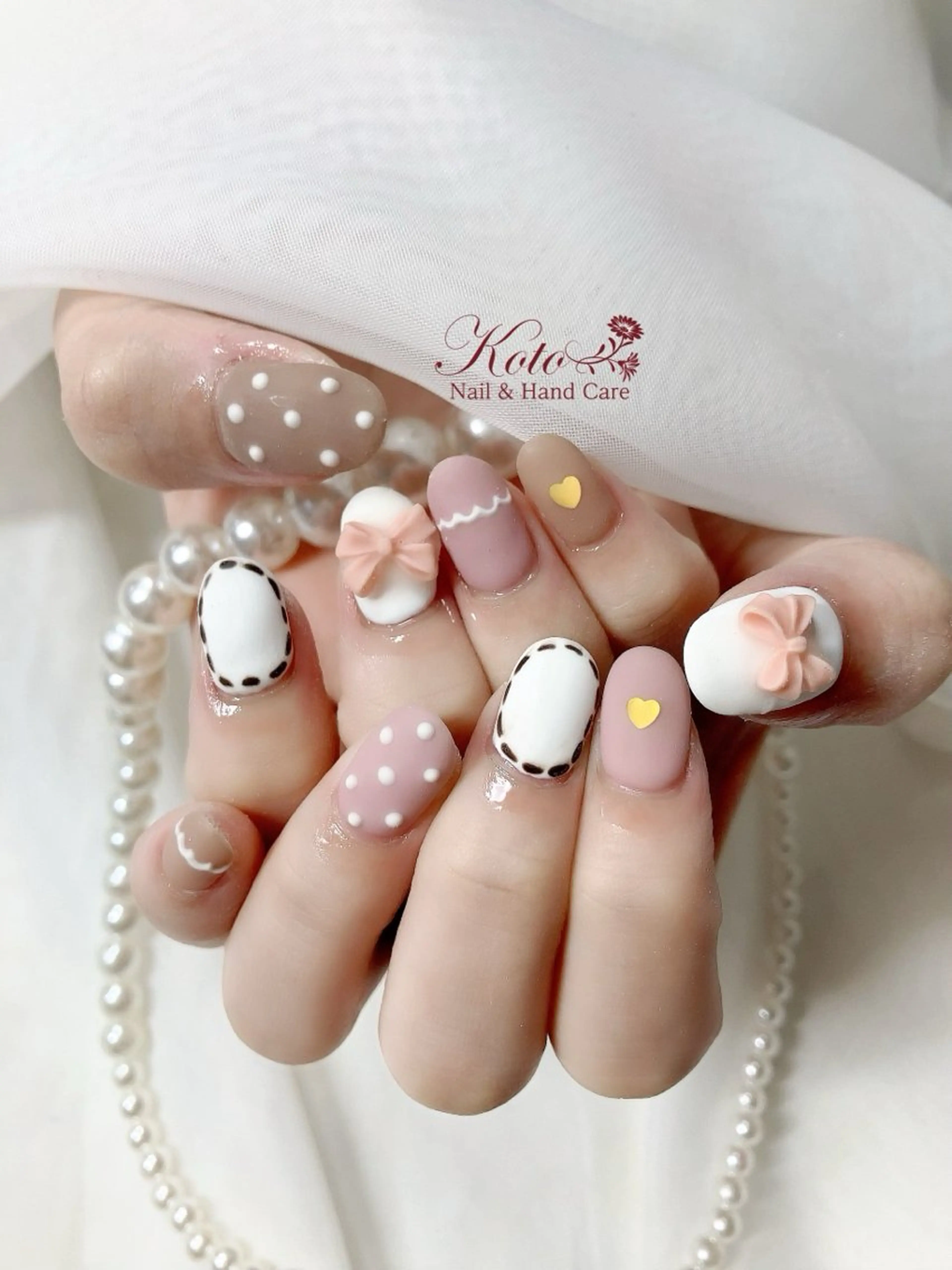 ネイル 長さ出し ジェルネイル ガーリー 持ち込み ニュアンスネイル ハンドネイル Nail Salon KOTOのネイルデザイン