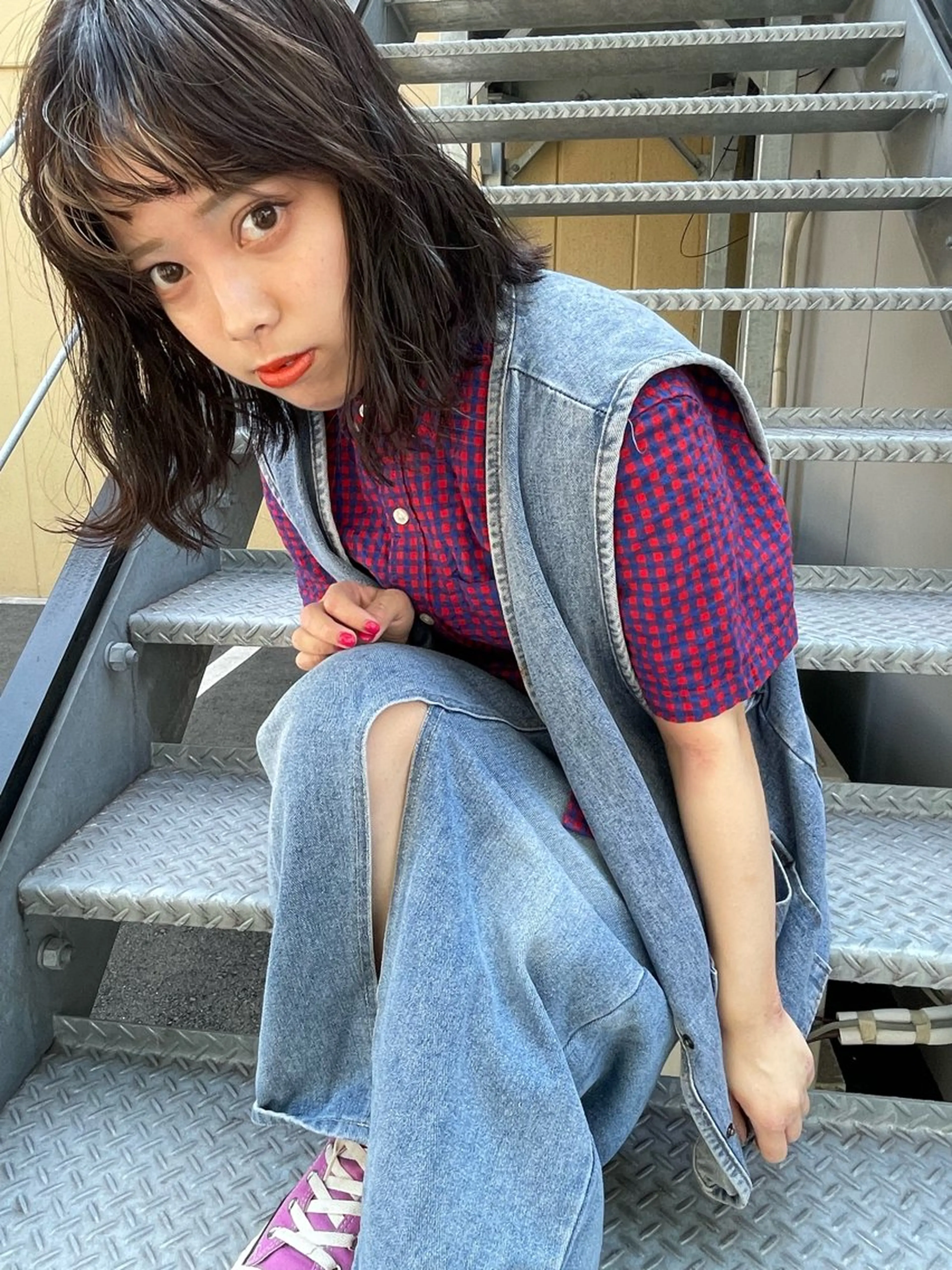 ミディアム カラー 似合わせカット ヘアカラー トリートメント (h)wim ウィムのヘアスタイル