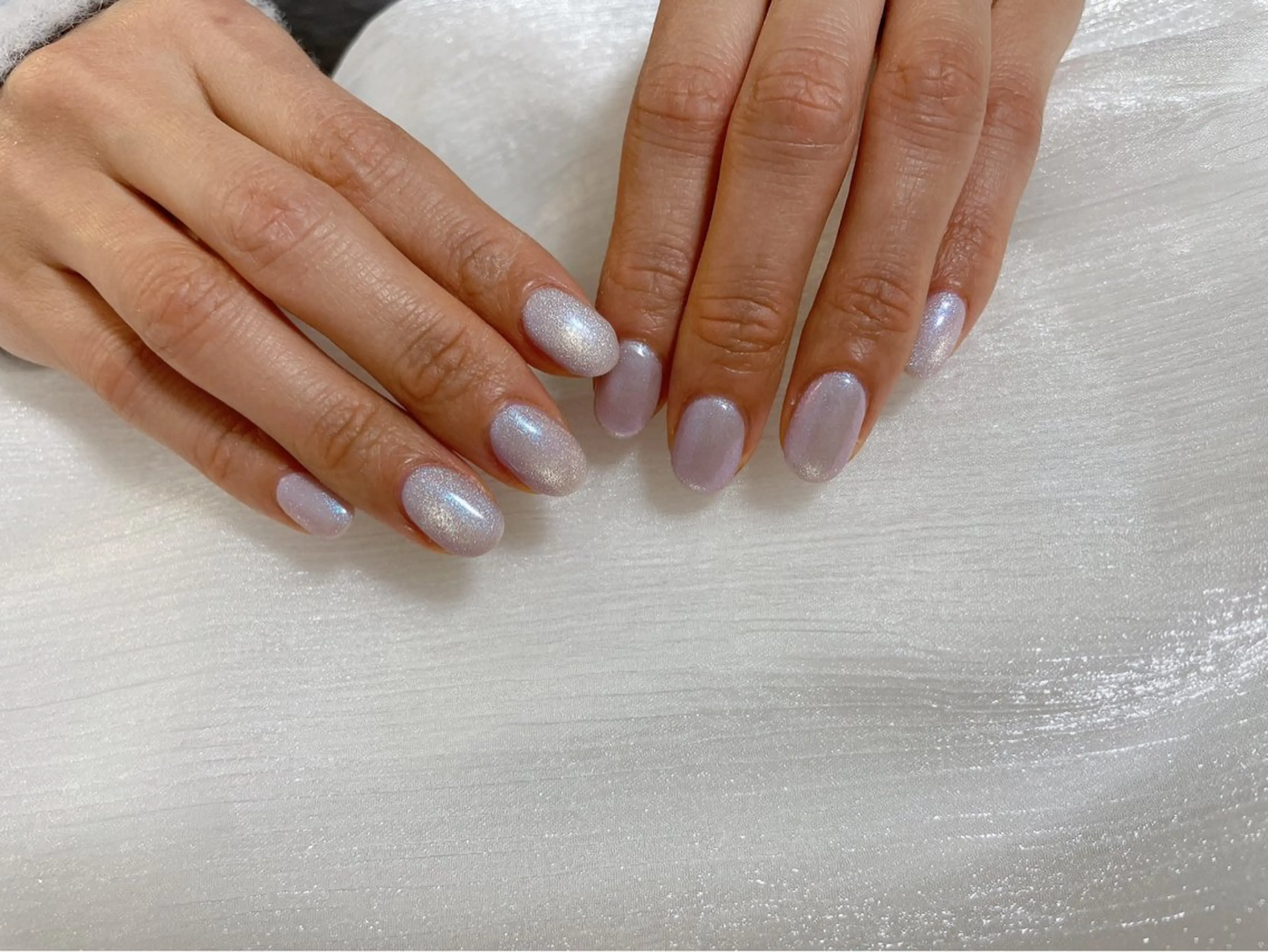 ネイル オーロラネイル ブルー フットネイル フレンチネイル ジェルネイル ハンドネイル kiki nail たまプラーザのネイルデザイン