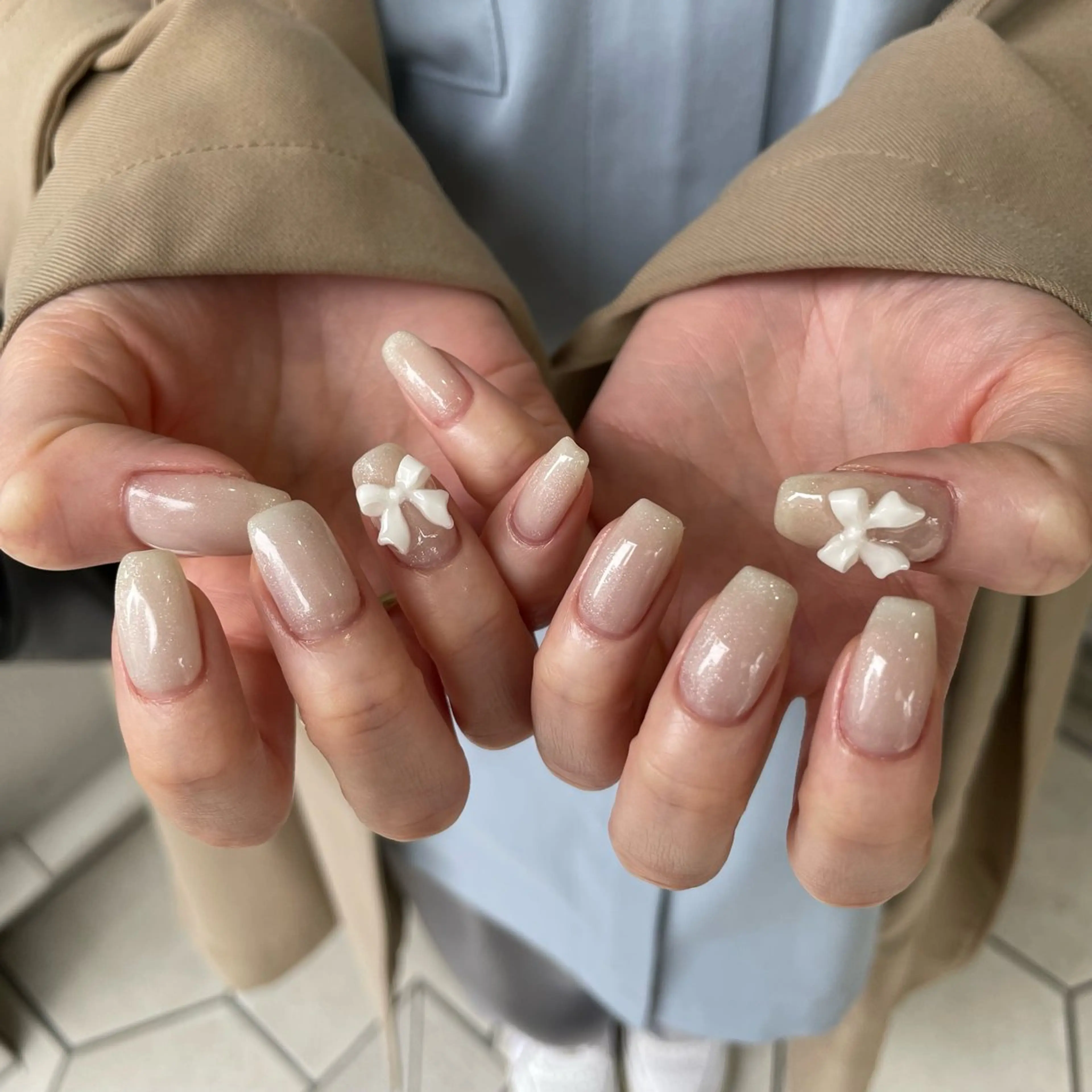 ネイル マグネットネイル リボン ハンドネイル Rommy suiのネイルデザイン