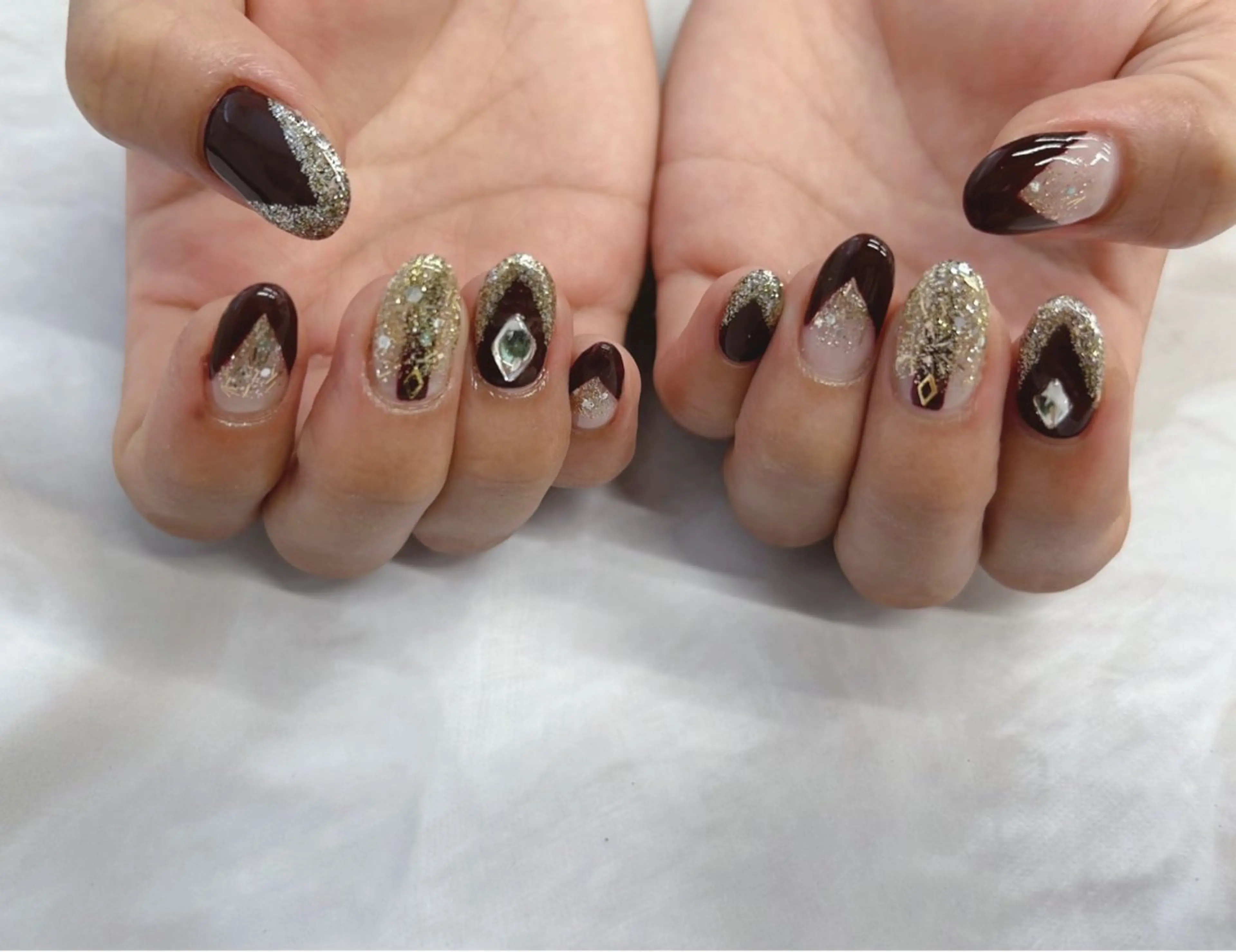 ネイル ボルドー ラメ(グリッター) ハンドネイル Nail Salon agré所属・agré ネイルサロン　アグレのネイルデザイン