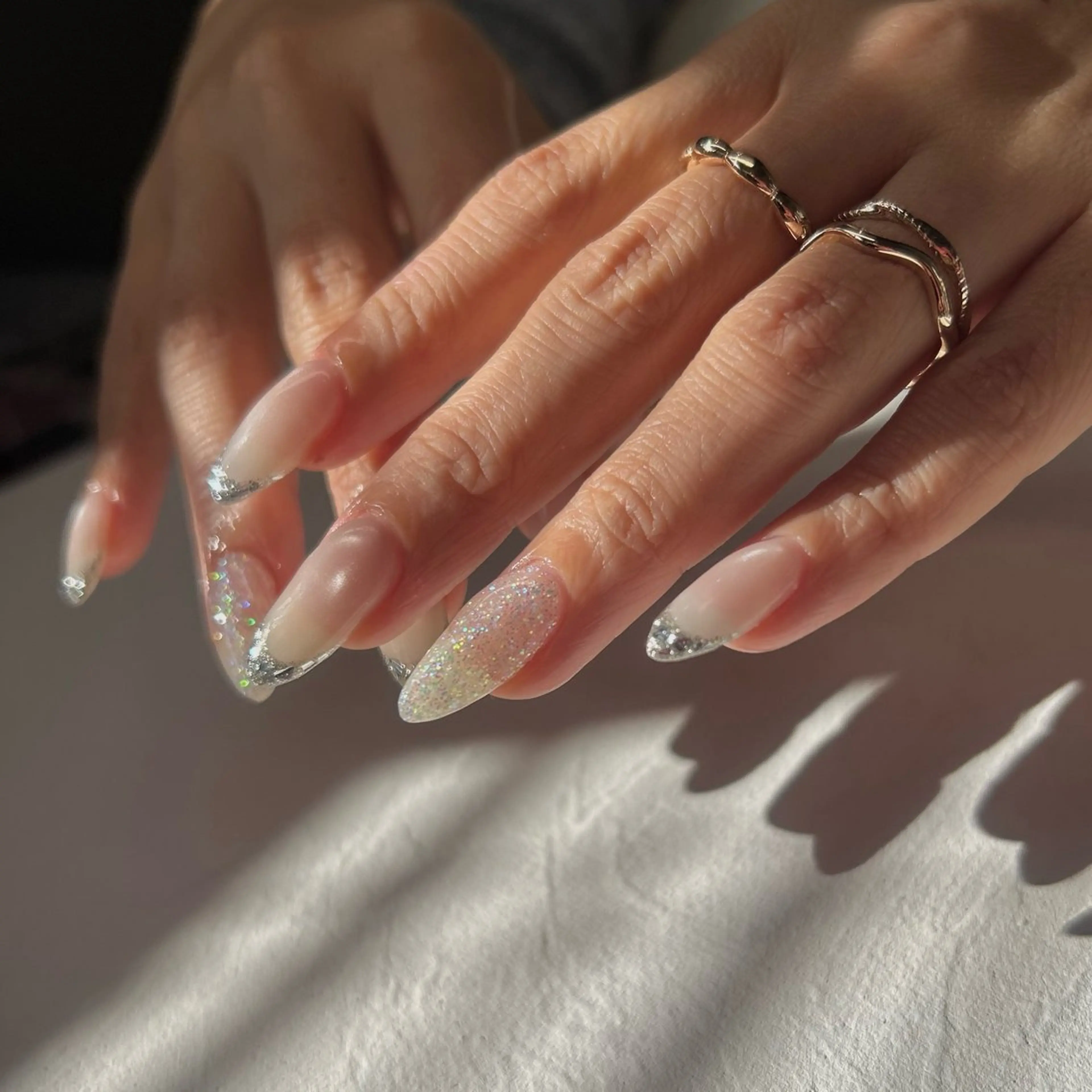 ネイル フレンチネイル ガラスフレンチ ハンドネイル フットネイル 𐂃 colorer𐂃のネイルデザイン