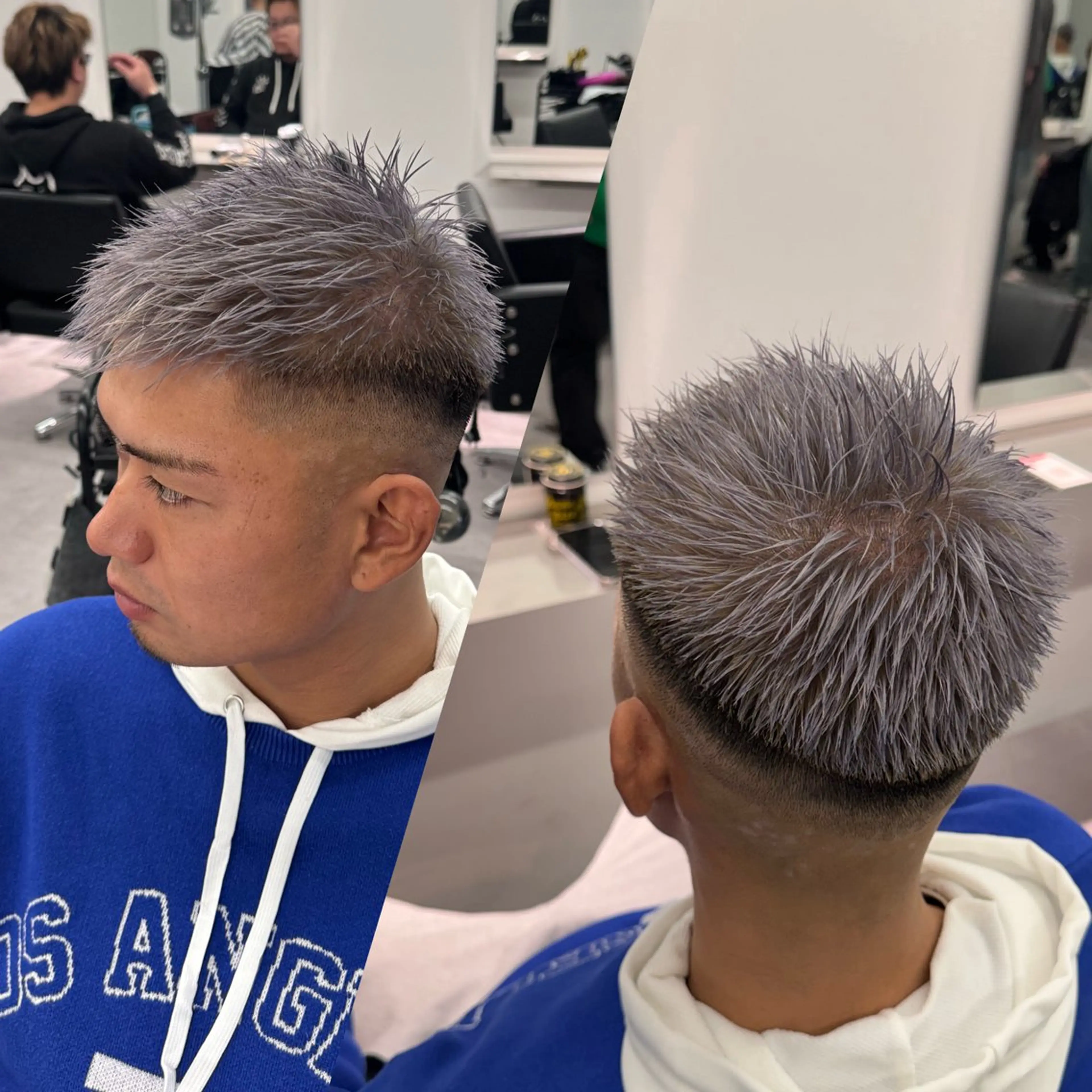 ショート カラー メンズ カット ヘアカラー R/🤎 パーマ＆ブリーチ🔥のヘアスタイル