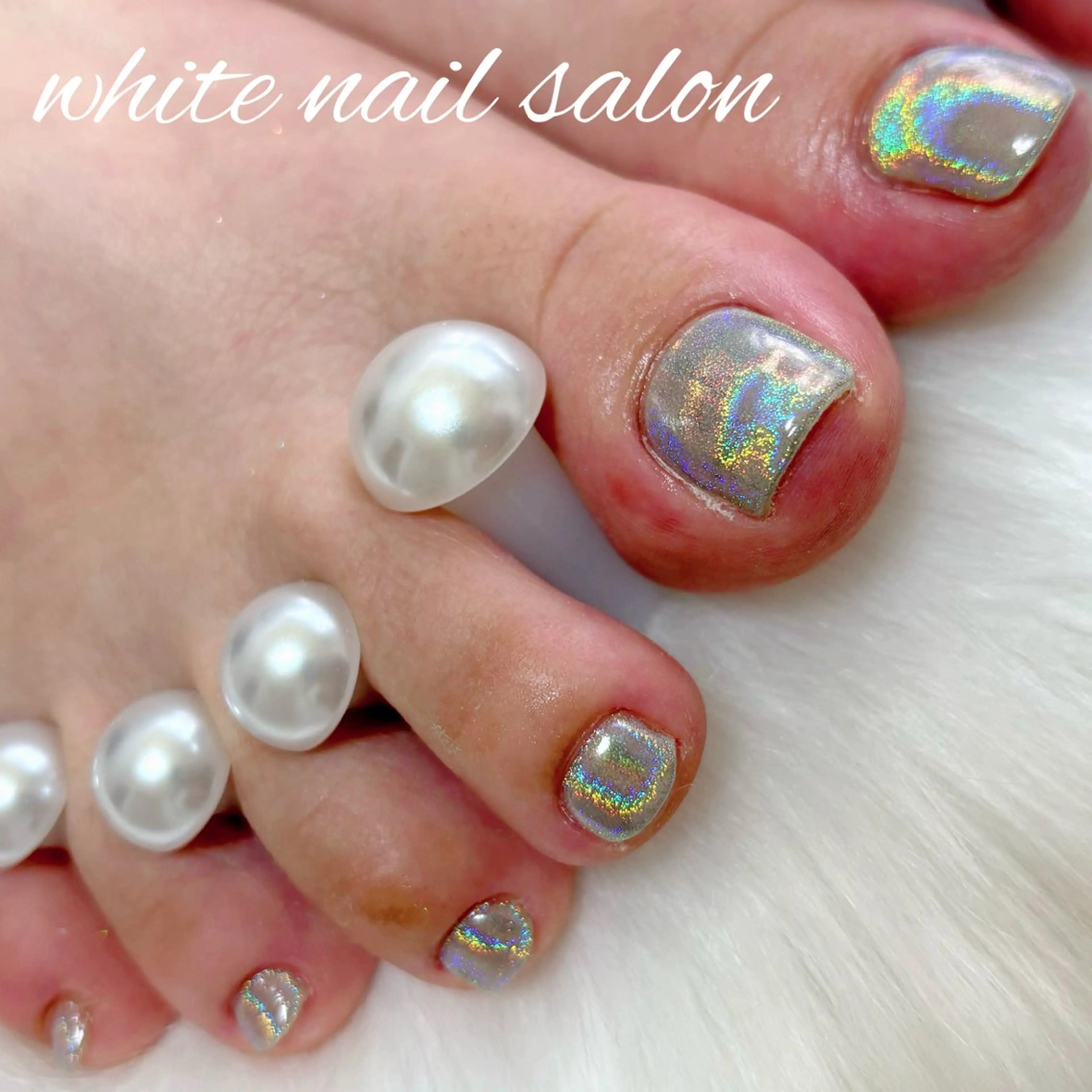 ネイル ホワイト フットネイル white nail salonのネイルデザイン