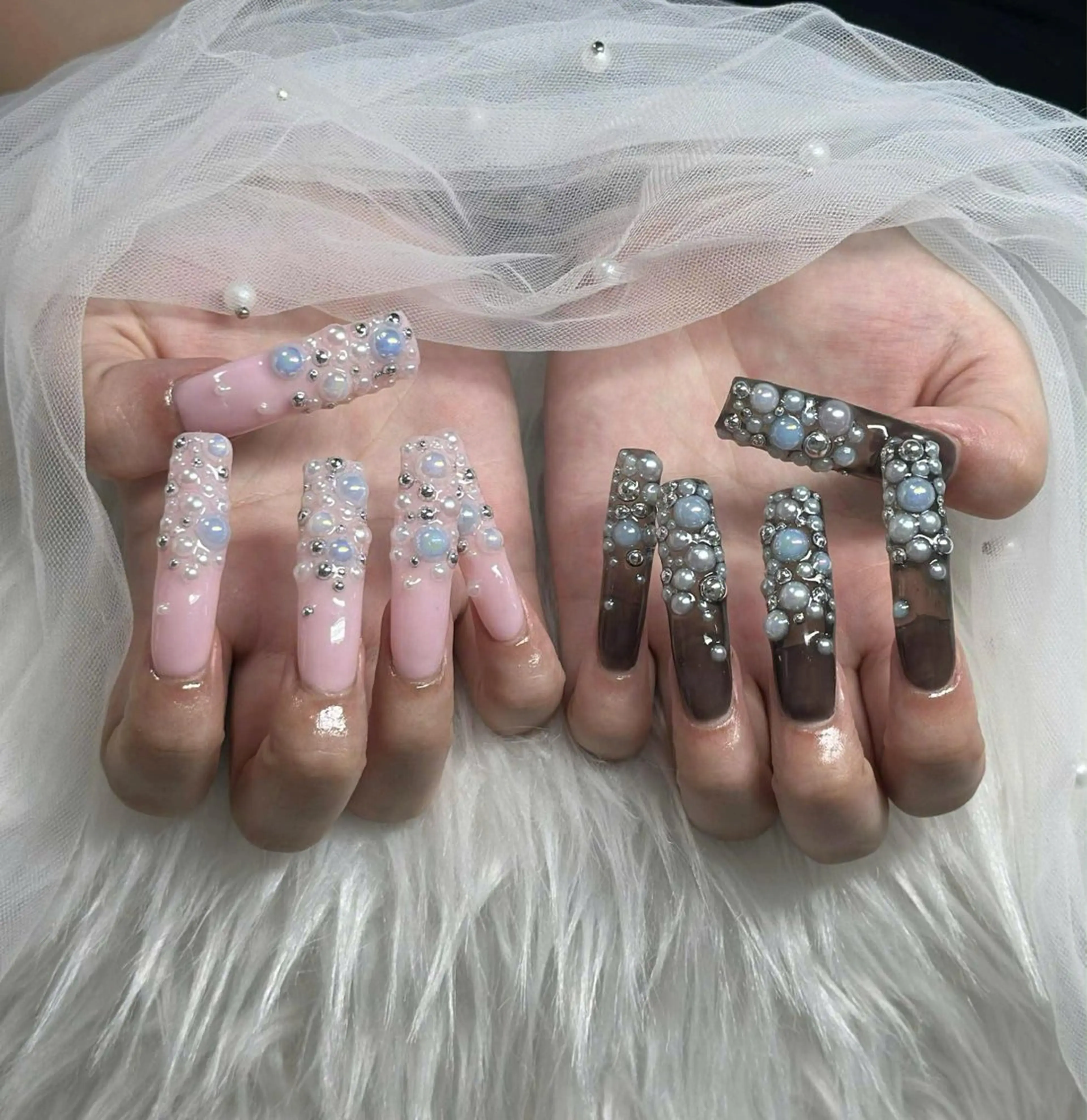 ネイル オーロラネイル フレンチネイル ジェルネイル ハロウィン 韓国ネイル H.baby Nail Salonのネイルデザイン