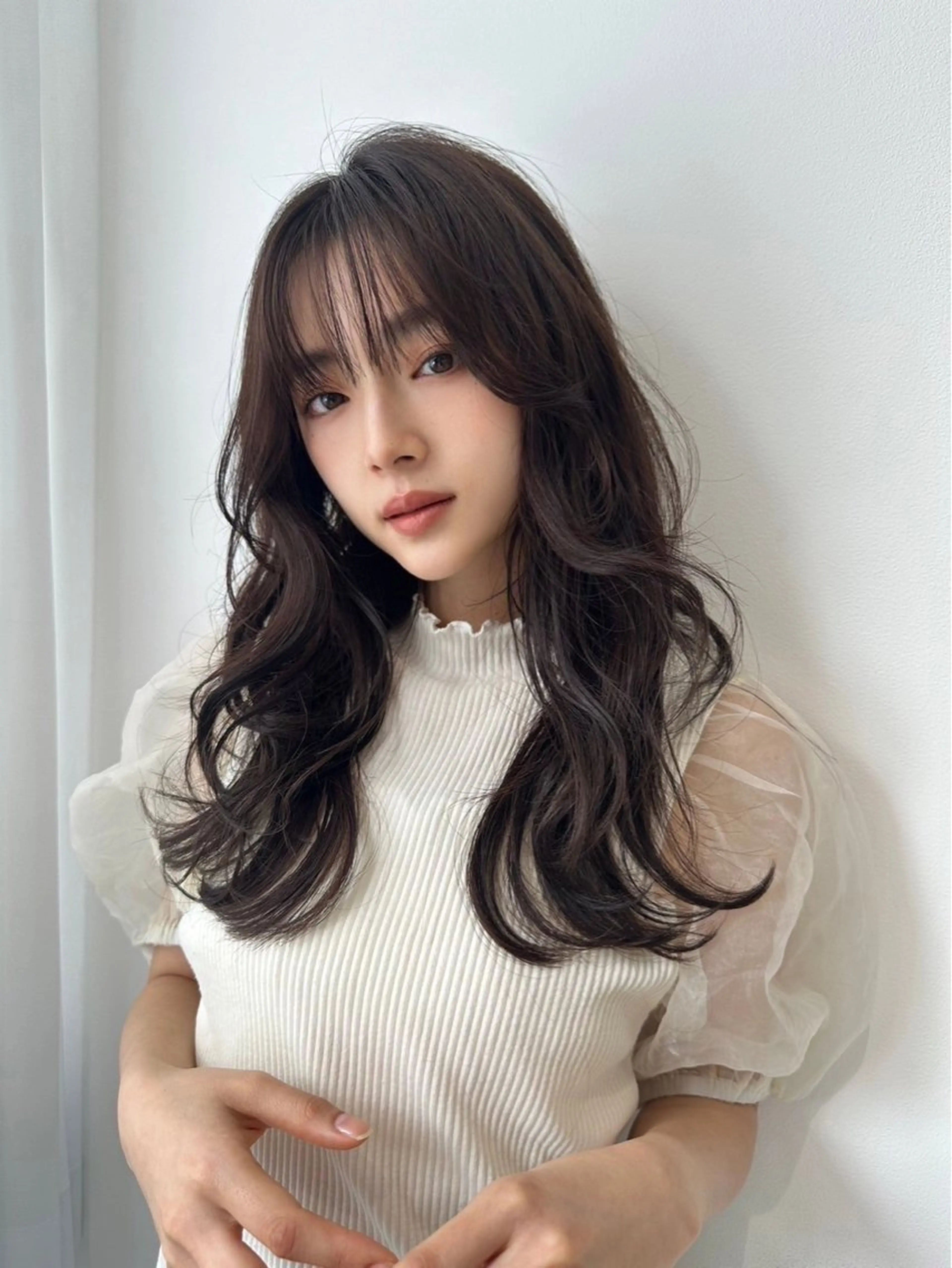 セミロング 顔周りカット 韓国風ヘア カット ヘアカラー トリートメント ヘアセット 銀座副店長/レイヤー /韓国ヘア/髪質改善のヘアスタイル