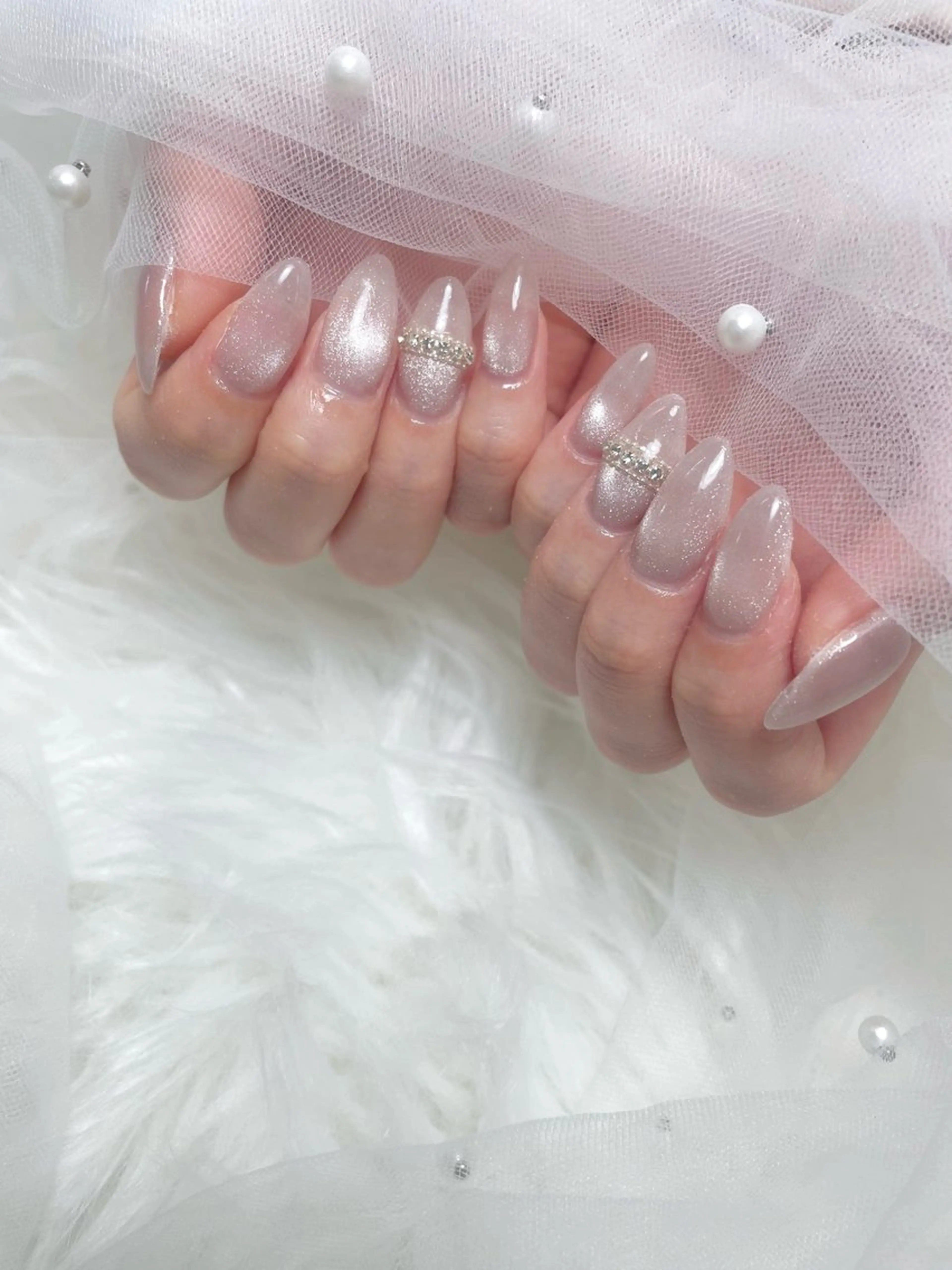 ネイル マグネットネイル ピンク ピンクベージュ IBUKI momo京橋のネイルデザイン