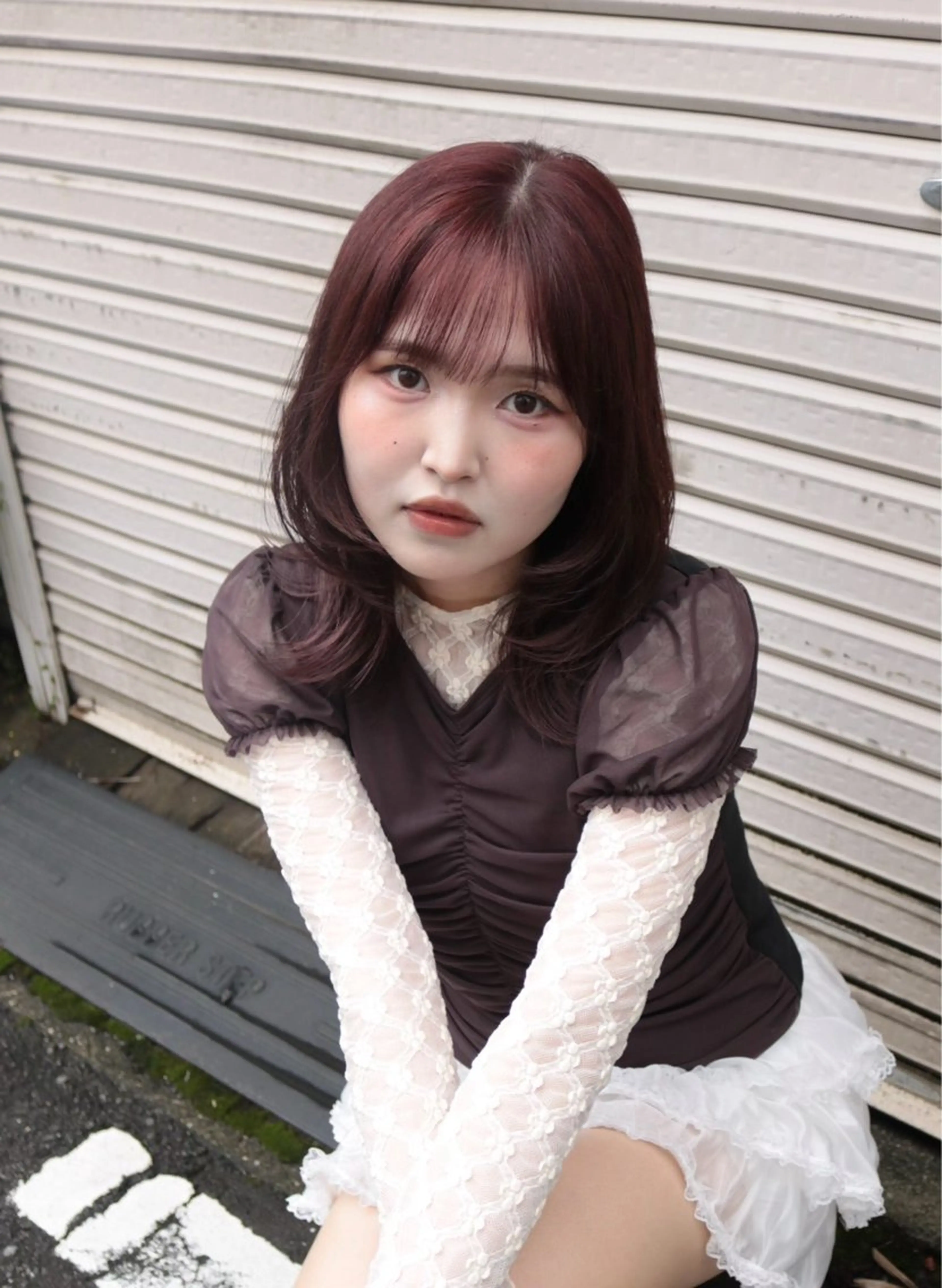 ミディアム カラー ブラウンカラー ピンクカラー ピンクブラウン レイヤーカット カット ヘアカラー 愛華 【geep】のヘアスタイル