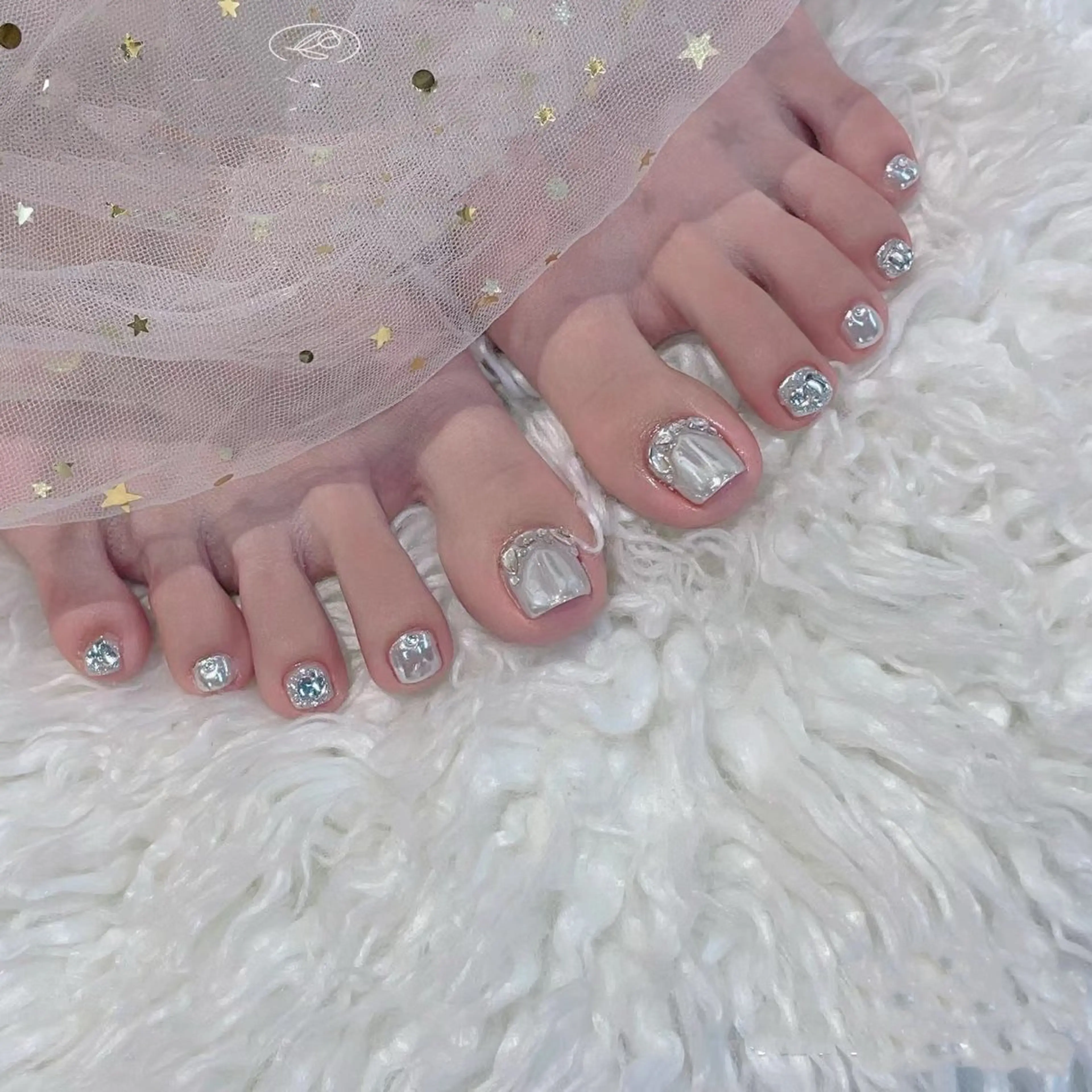 ネイル チークネイル フットネイル フレンチネイル ジェルネイル ガラスフレンチ Nikosalon rikoのネイルデザイン