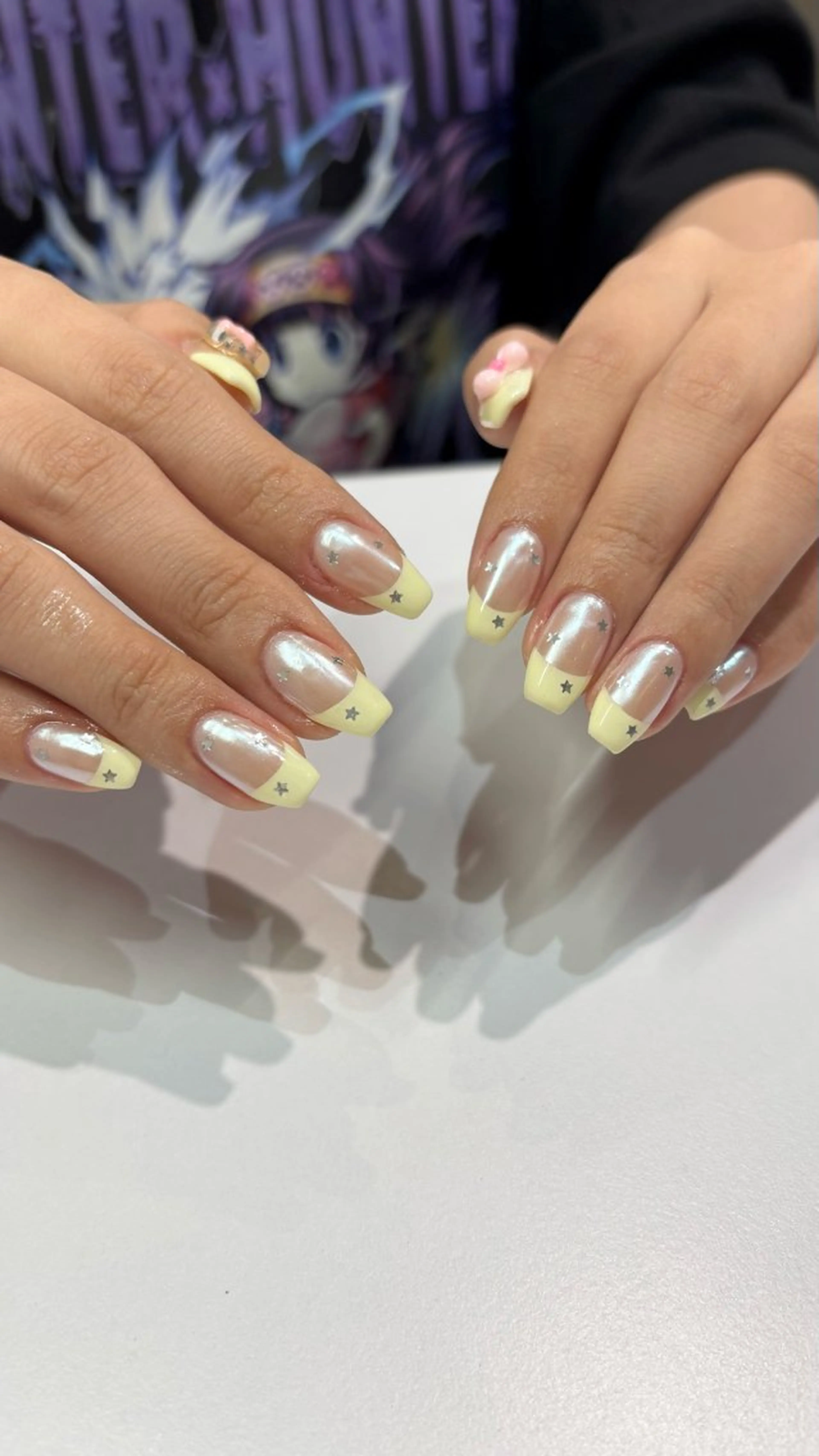 ネイル チークネイル フレンチネイル ガーリー 氷ネイル・うるうるネイル キラキラネイル ハンドネイル GO TODAY SHAiRE SALON 表参道colore店所属・emmi nailのネイルデザイン