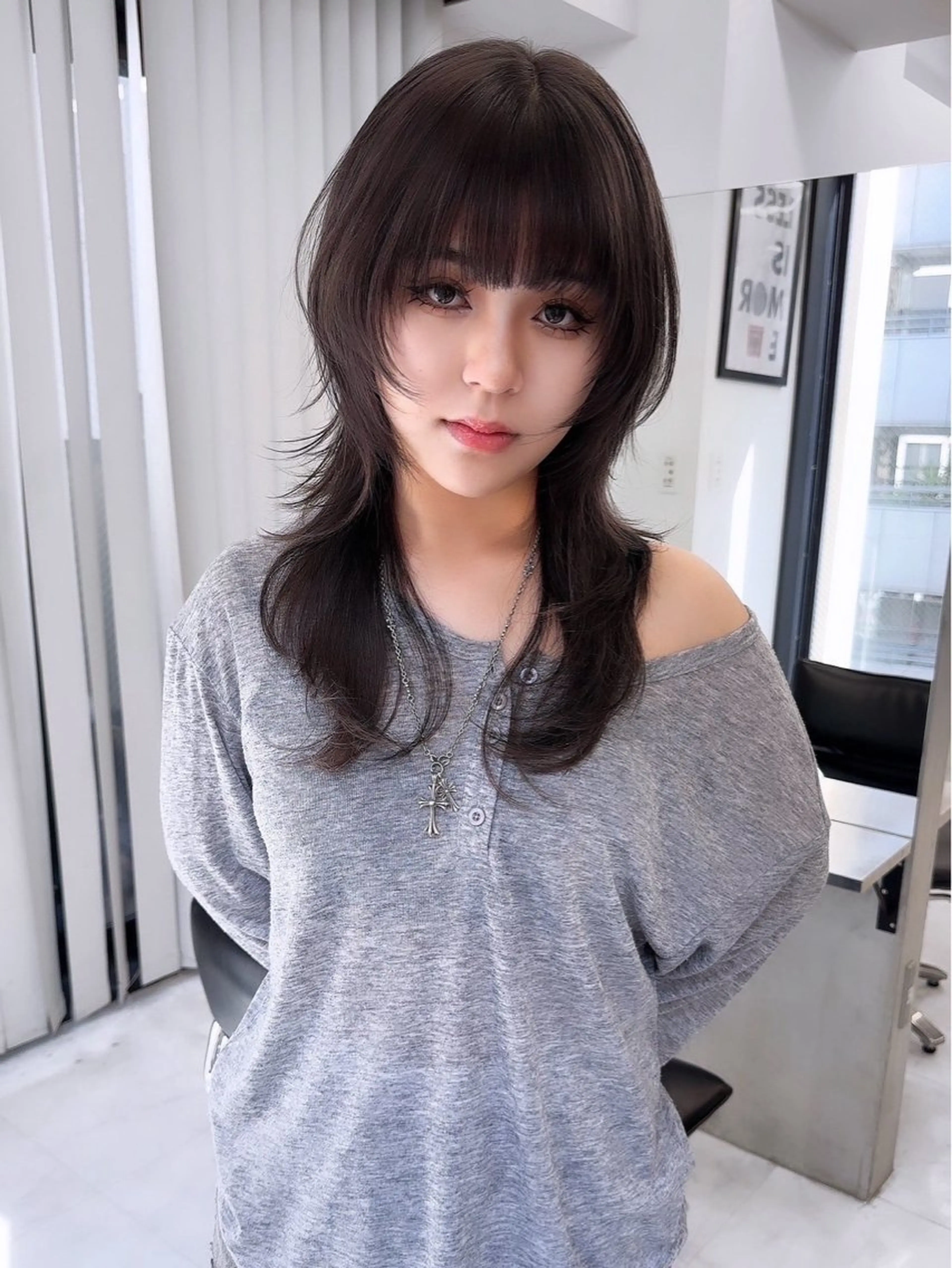 ロング ヘアカラー トリートメント ヘアセット ハイトーン/渋谷 韓国風/Narukaのヘアスタイル