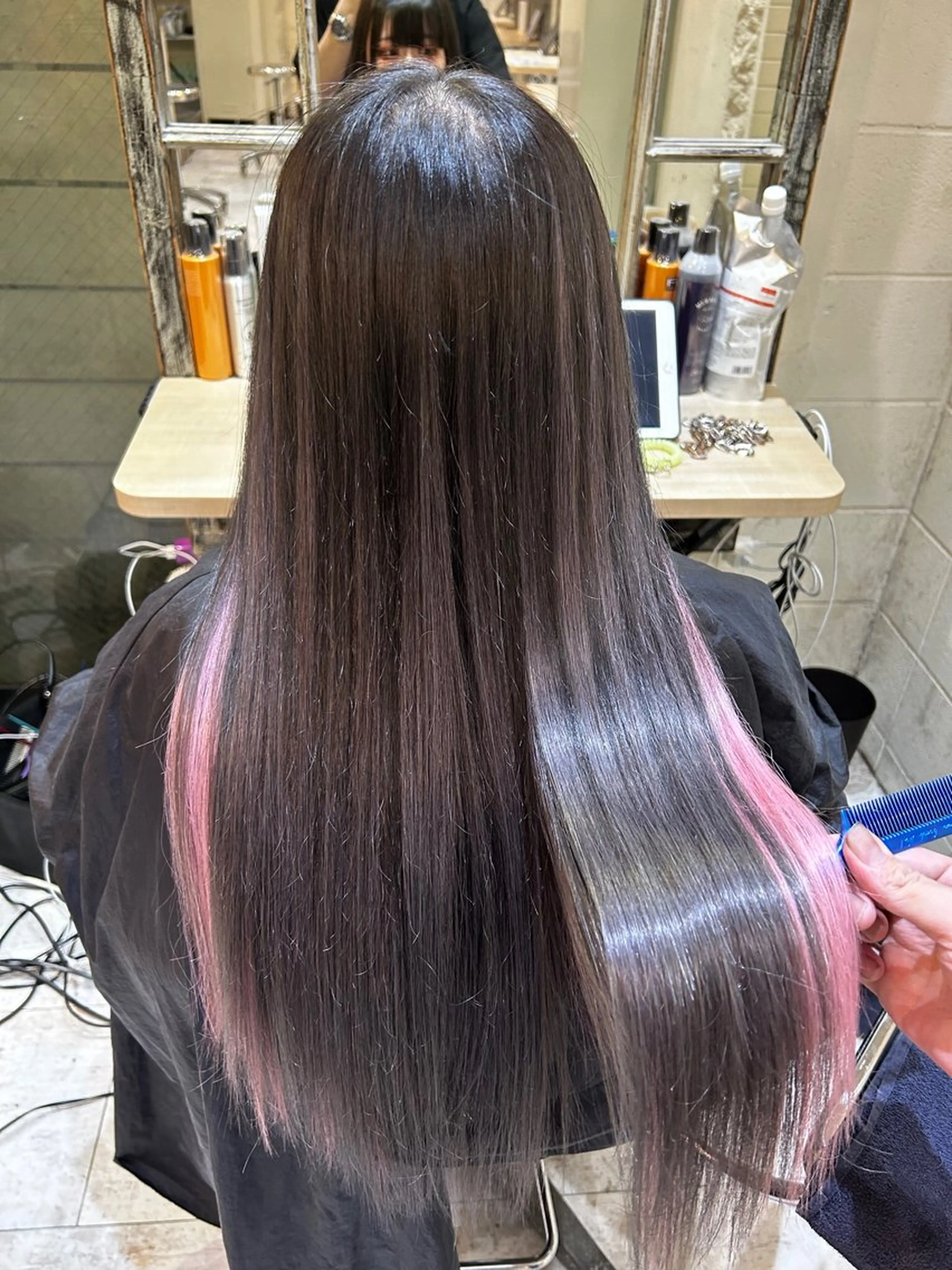 🟥【最安値‼️胸下からヘソ長さ】最高級シールエクステ100本＋エクステカット【色豊富🌈ヘアティンセルも⭕️】の写真