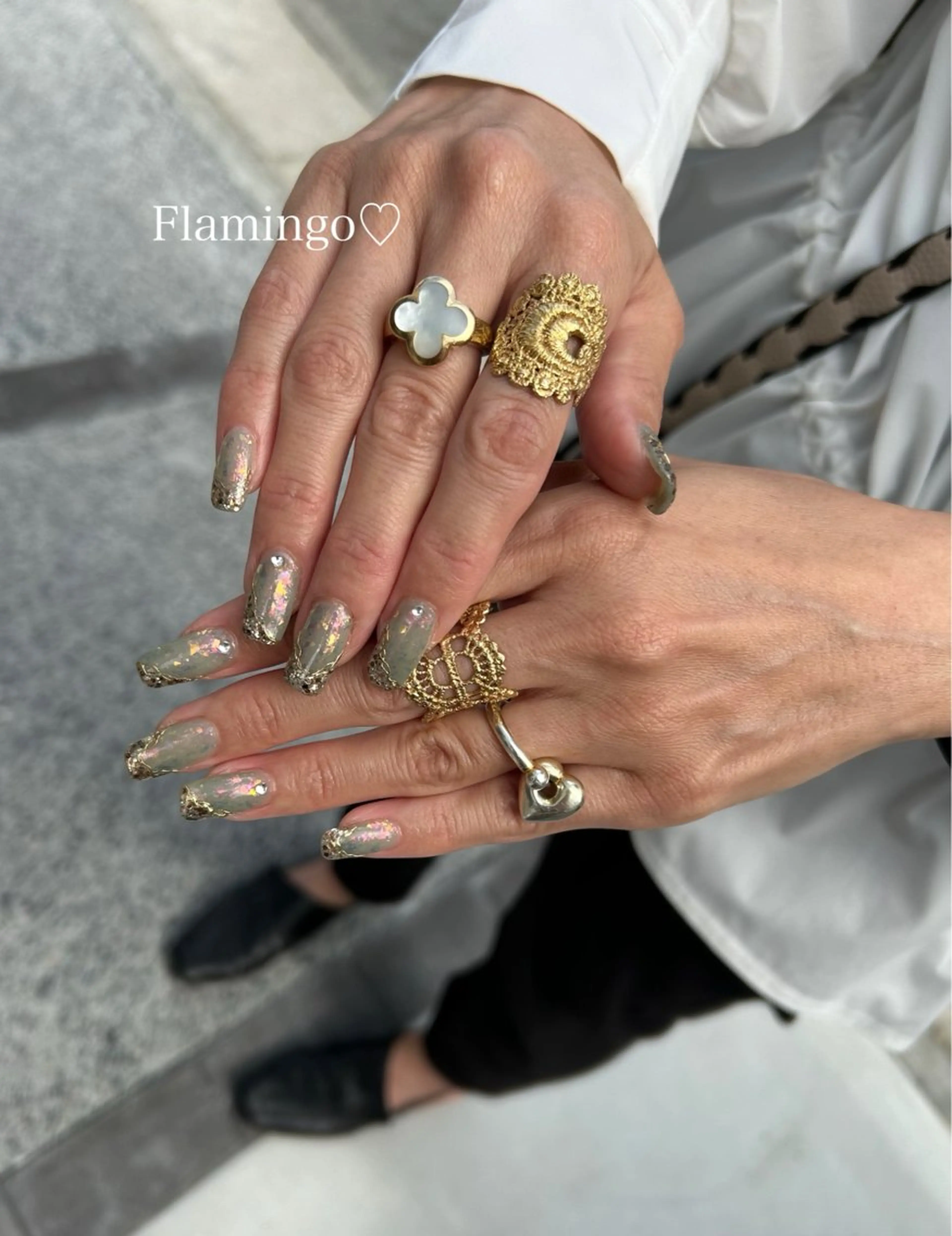 ネイル フレンチネイル グリーン ミラーネイル ニュアンスネイル 40代からの爪肌を 労る♡きちんとネイルのネイルデザイン