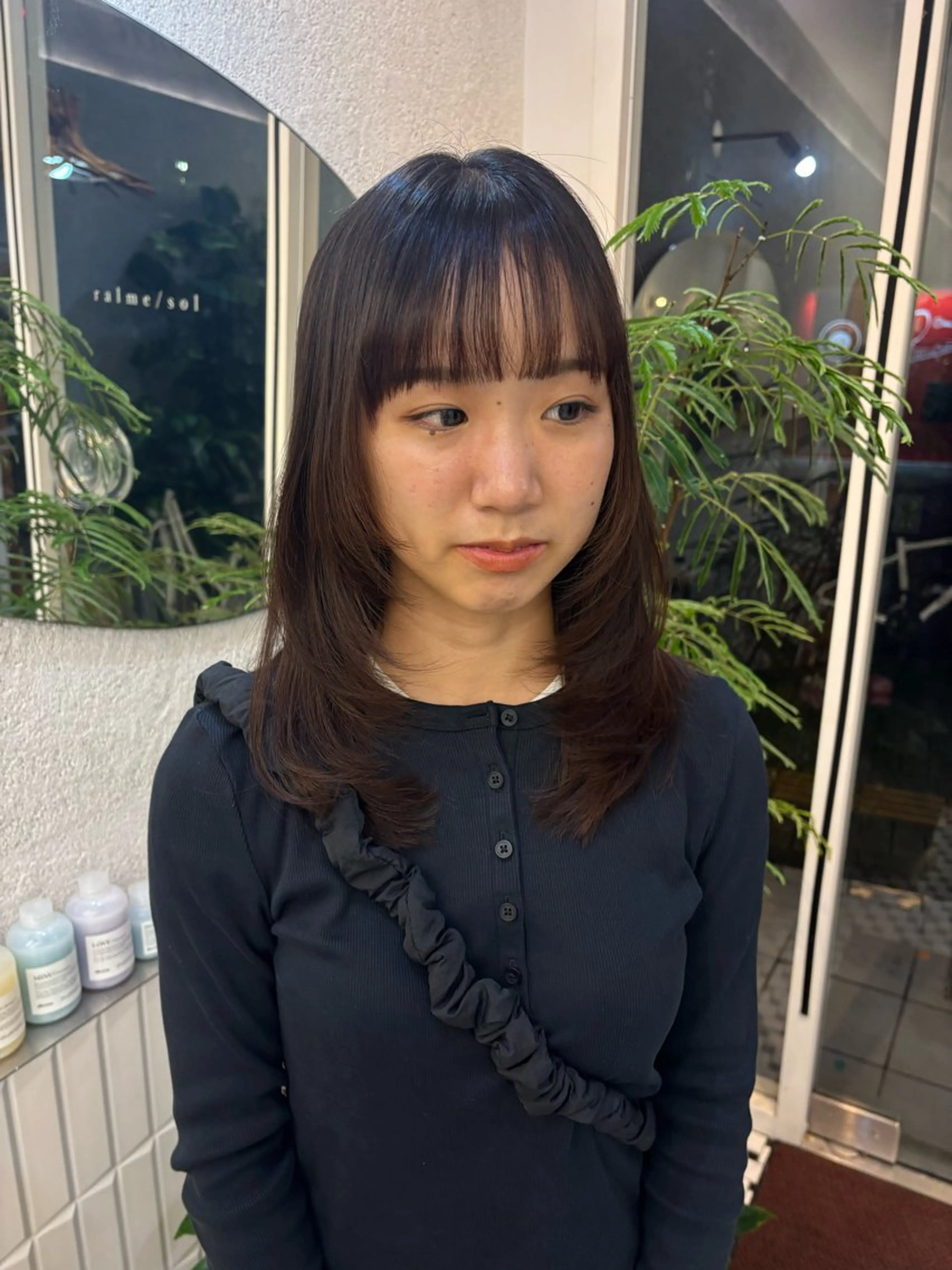 セミロング リン🔔ボブ cut ベージュカラー🤎のヘアスタイル