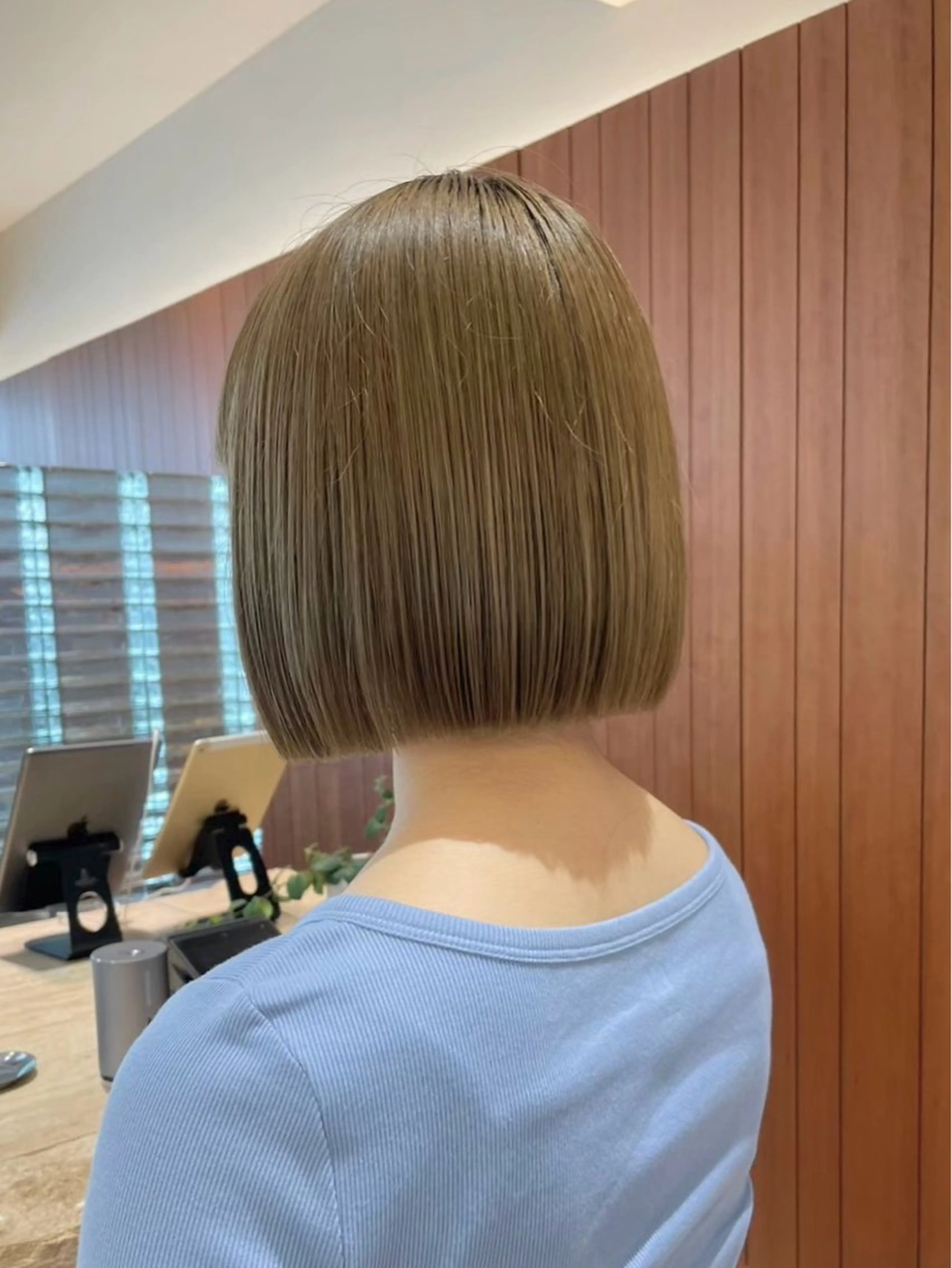 ミディアム カラー カット ヘアカラー トリートメント 渋谷／タッセルボブ ／顔周り/加邊凌也のヘアスタイル