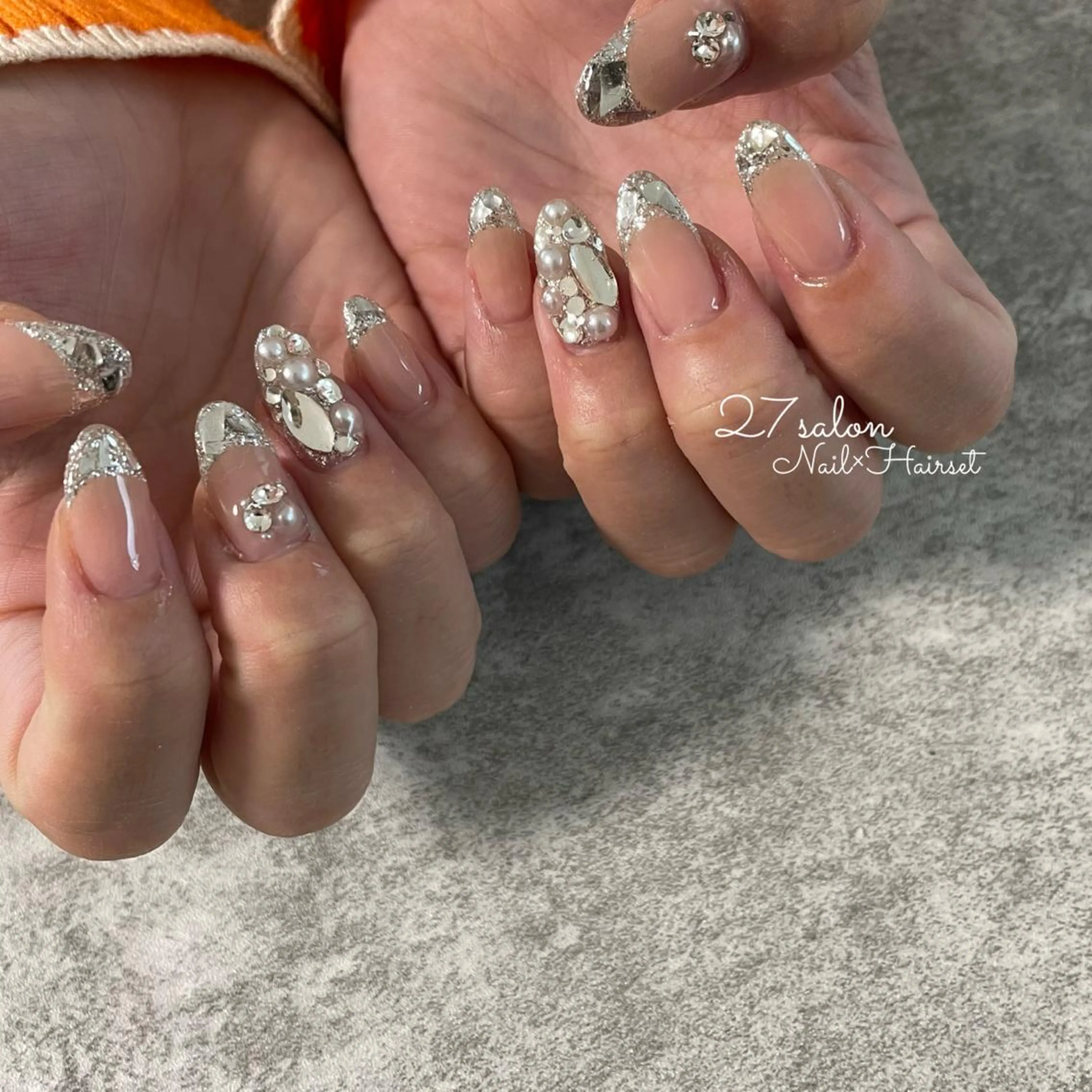 ネイル フレンチネイル ガラスフレンチ 27salon yuinaのネイルデザイン