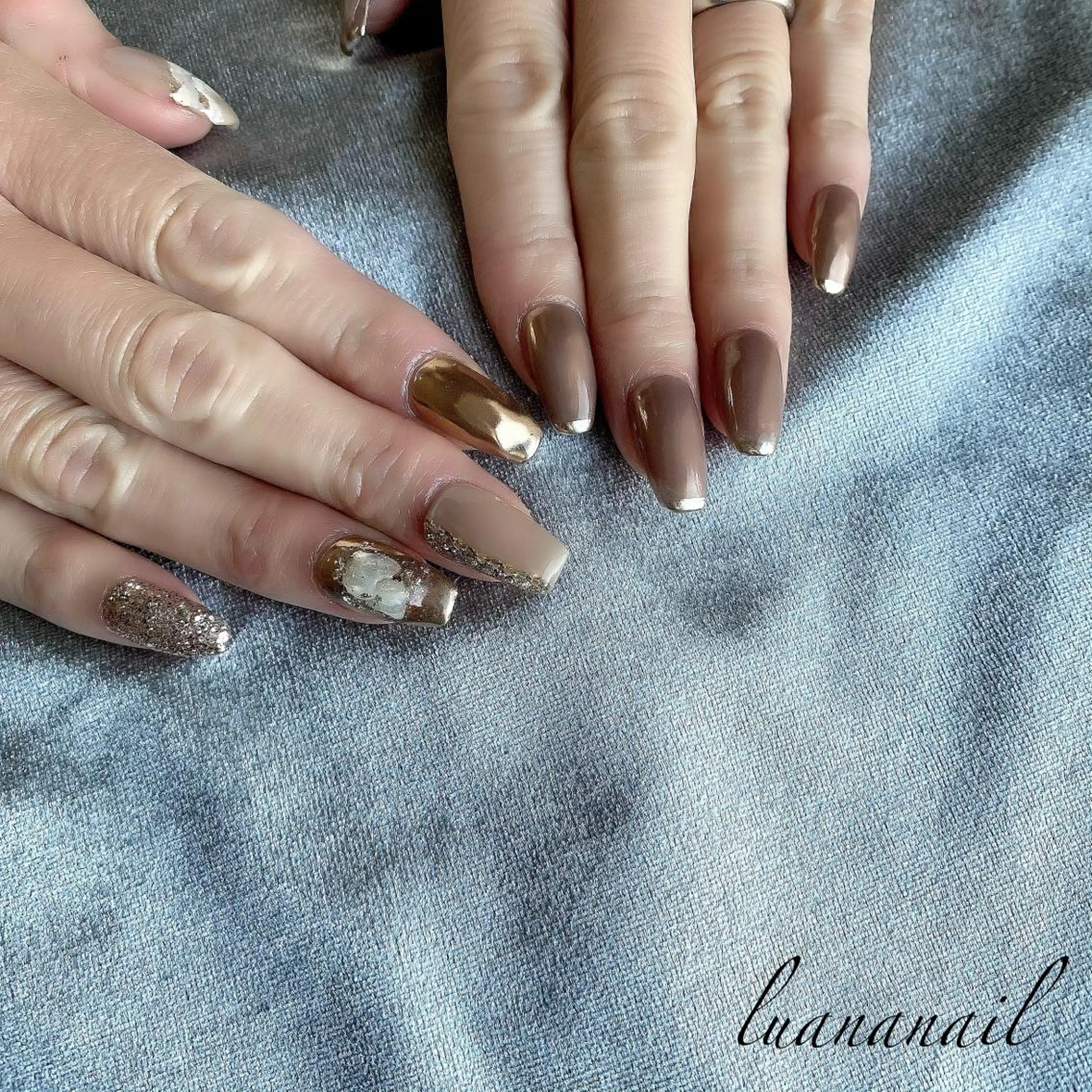 ネイル ミラーネイル ニュアンスネイル ハンドネイル luana nailのネイルデザイン