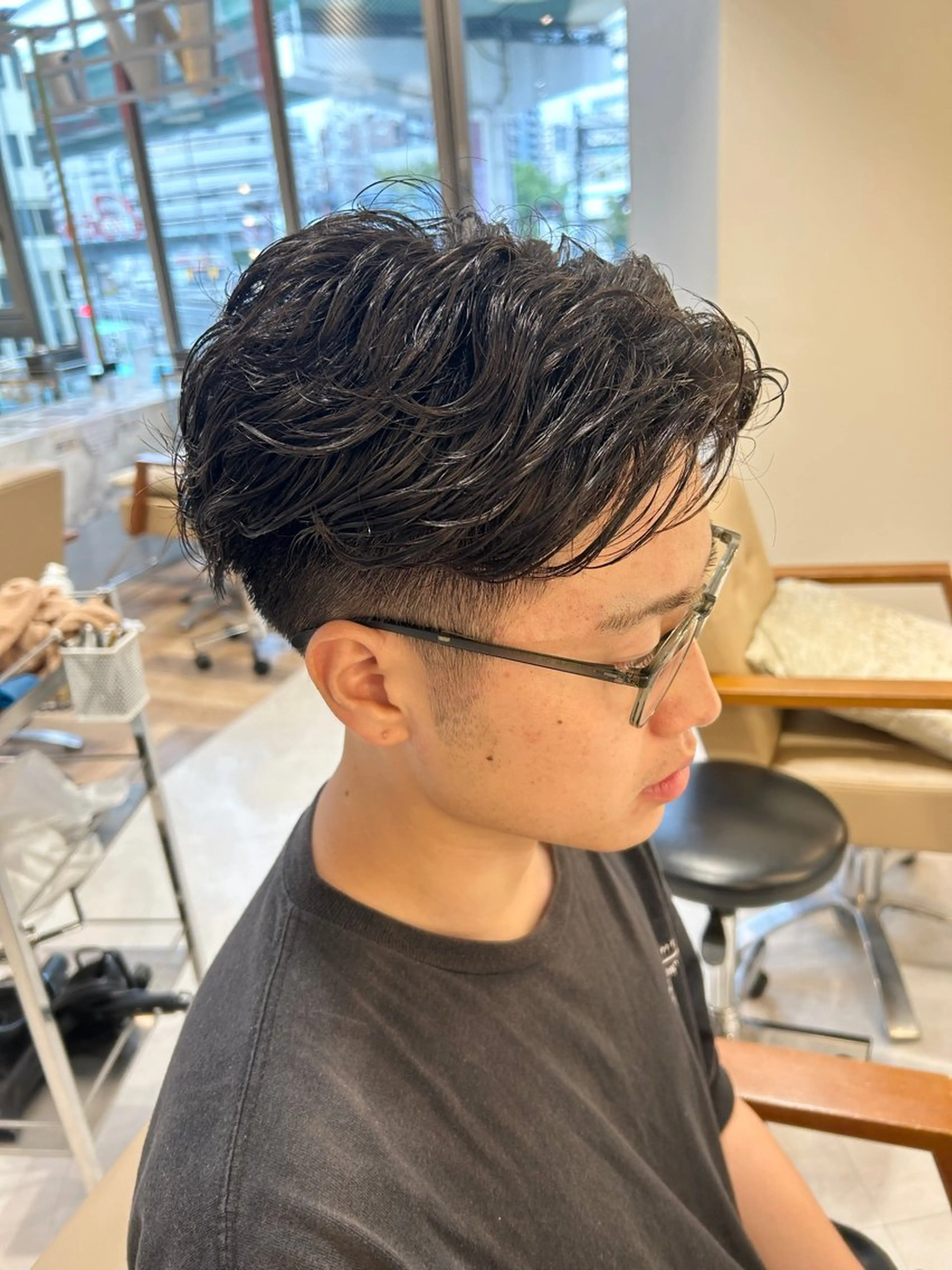 パーマ メンズ フェザーパーマ メンズパーマ 野田阪神/レイヤー/ ハイライト/yuuのヘアスタイル