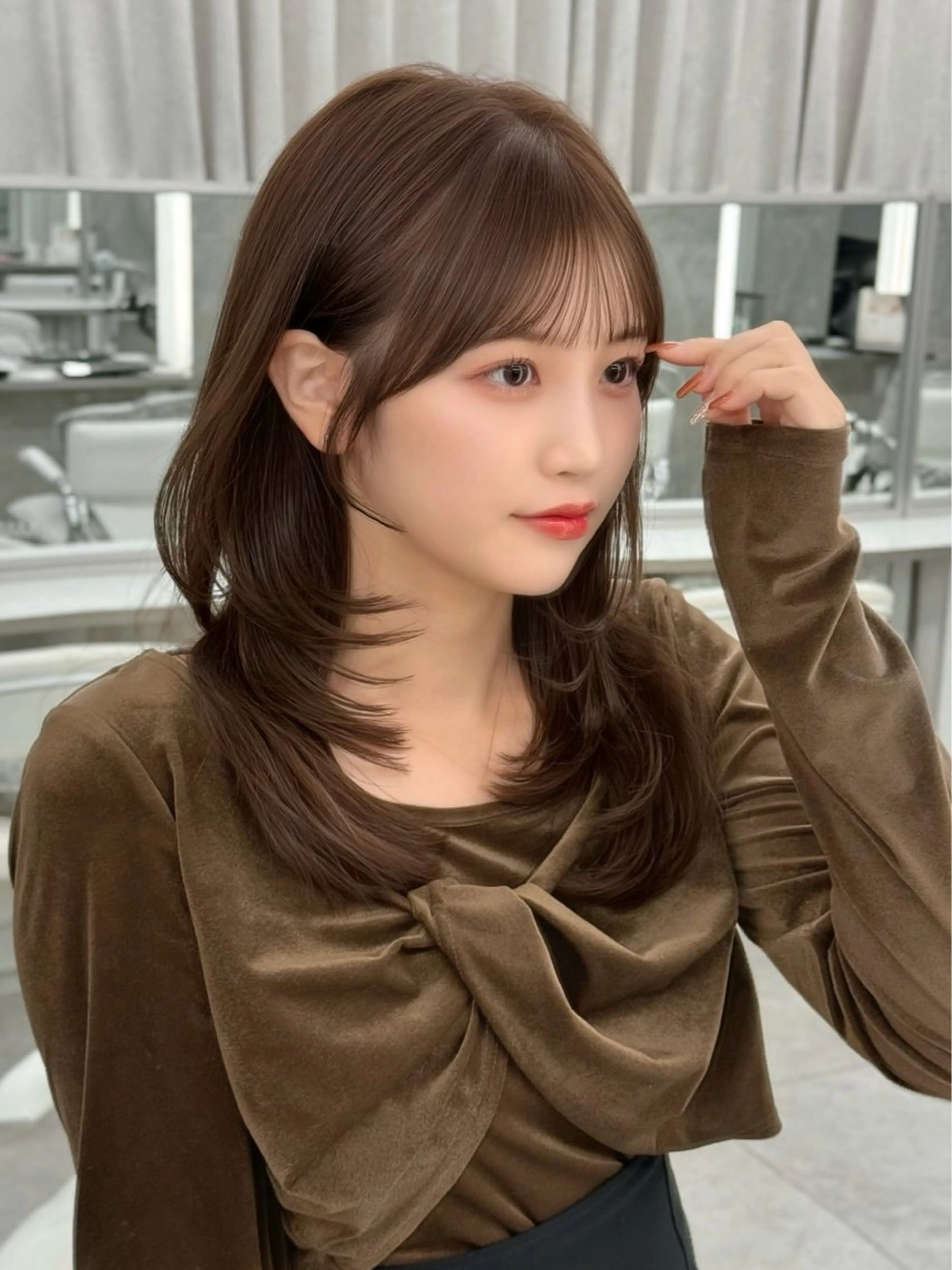 ミディアム カラー カット ヘアカラー トリートメント MAEUL luna所属・前髪顔周り/レイヤー 韓国/桔川恒のヘアスタイル