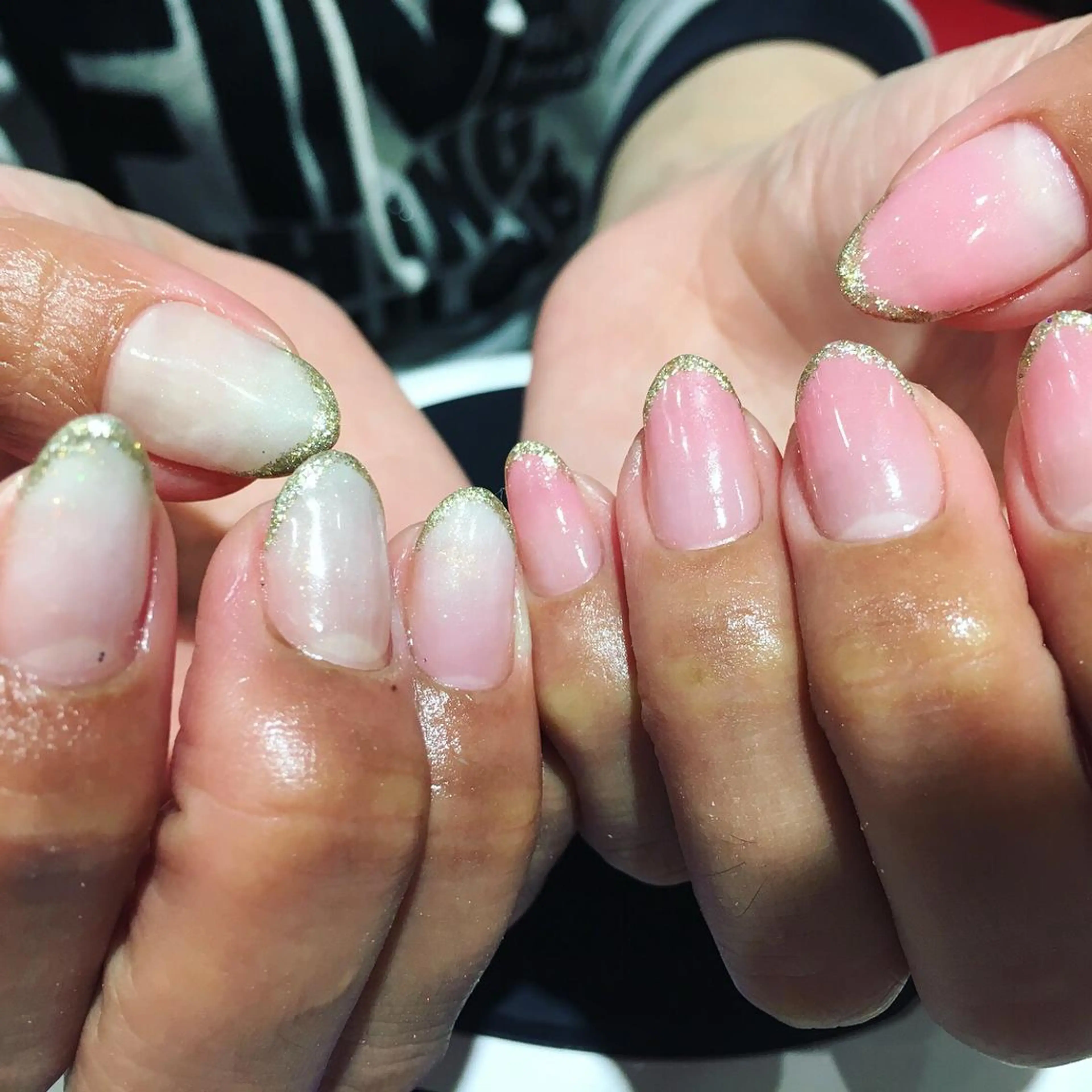 ネイル フレンチネイル グラデーション ラメ(グリッター) ラメグラデーション ピンク miwa ミワのネイルデザイン