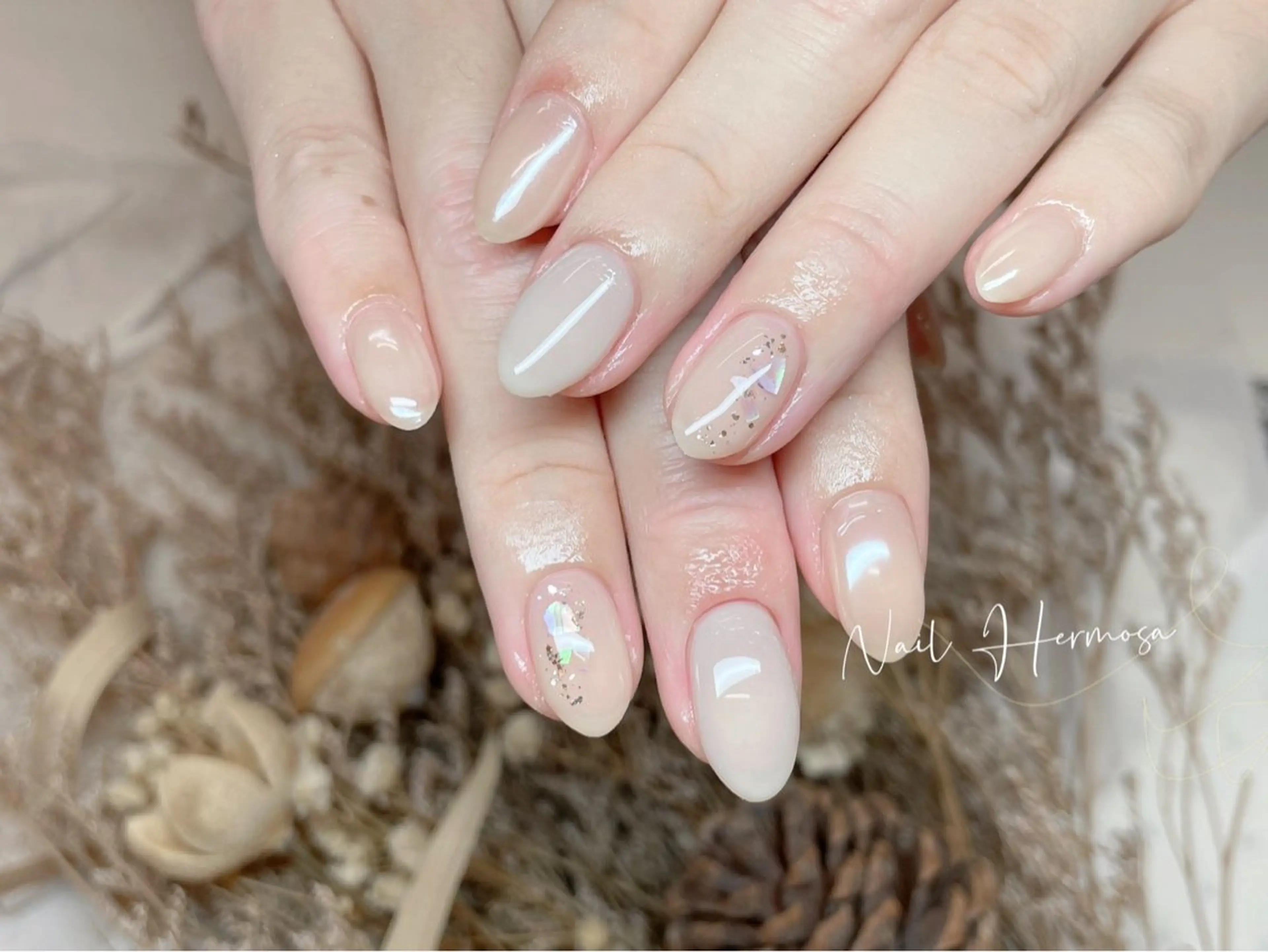 ネイル 長さ出し フラッシュネイル フットネイル ジェルネイル マグネットネイル ハンドネイル エルモサ YURIKAのネイルデザイン