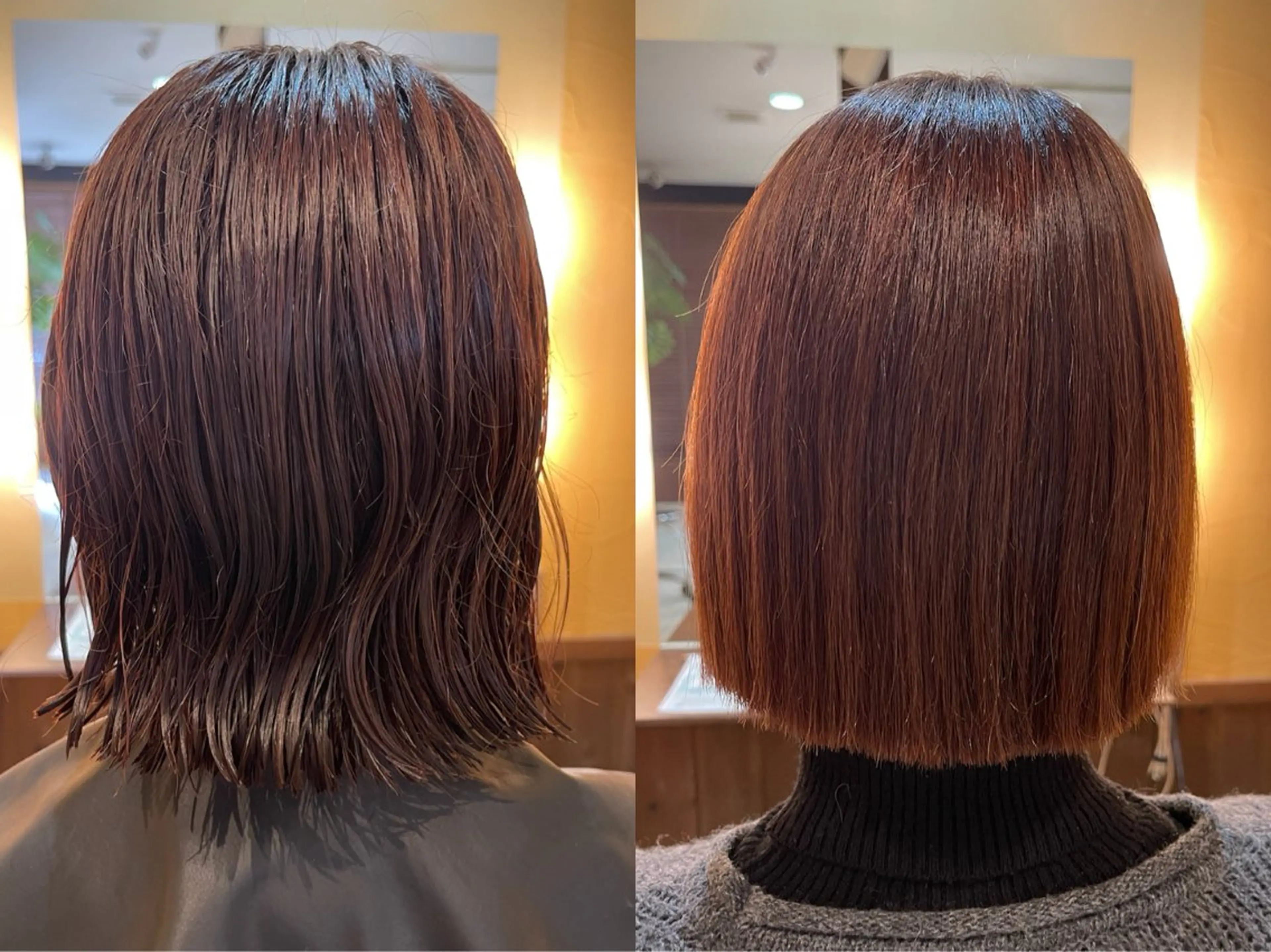 ミディアム 切りっぱなしボブ ボブ 縮毛矯正 縮毛矯正 寺田 さゆみのヘアスタイル