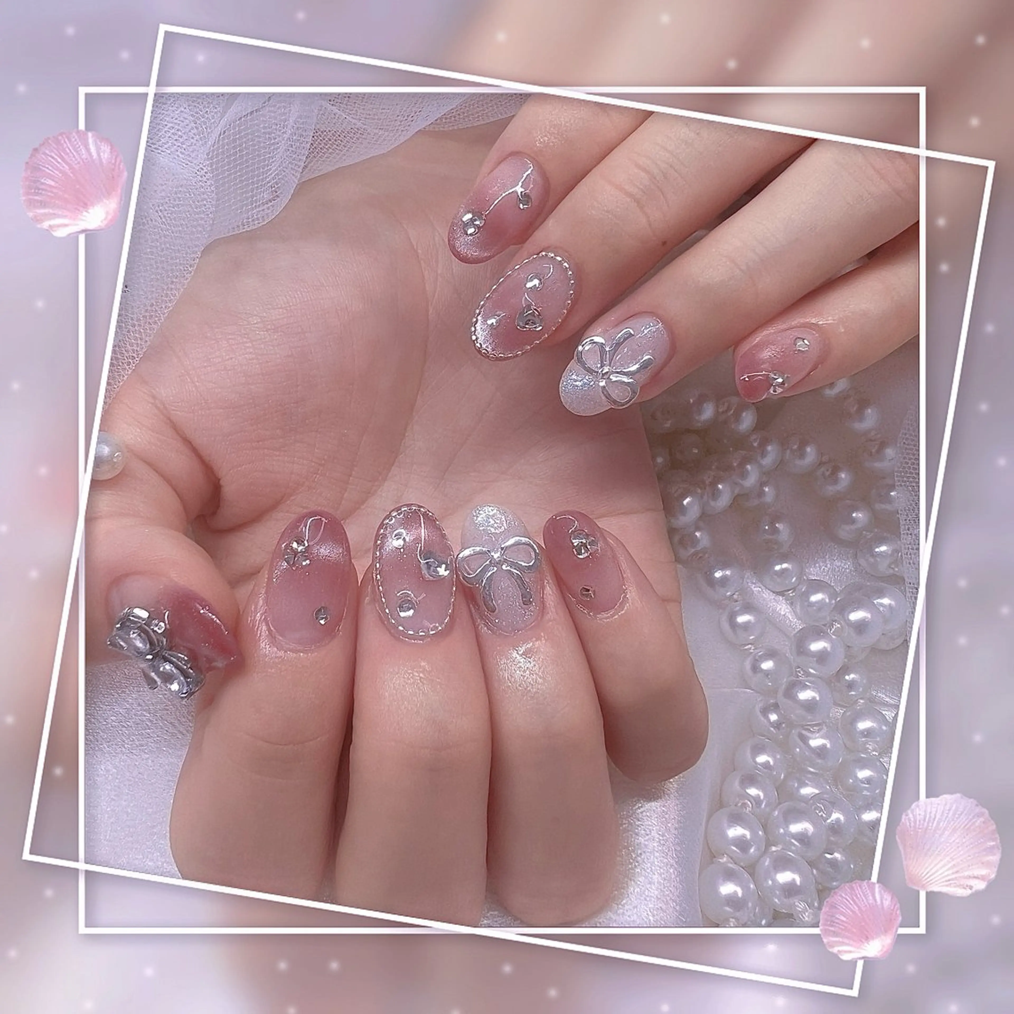 ネイル チークネイル フレンチネイル グラデーション マグネットネイル マグネットフレンチ ハンドネイル Chill Nailsalonのネイルデザイン