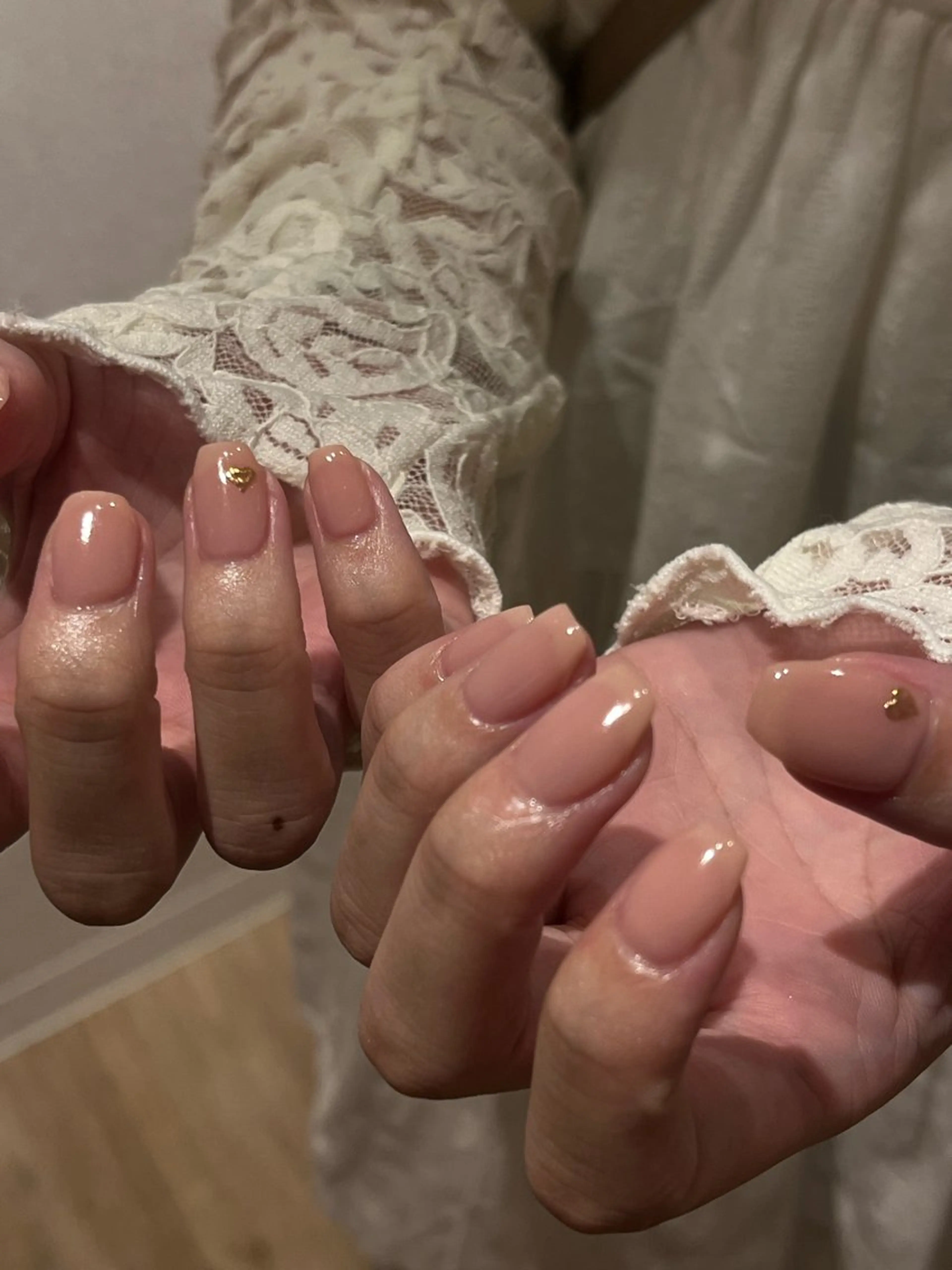 ネイル ハート ミラーネイル オフィスネイル シンプルネイル ハンドネイル Bianca 名駅　Yamazoeのネイルデザイン