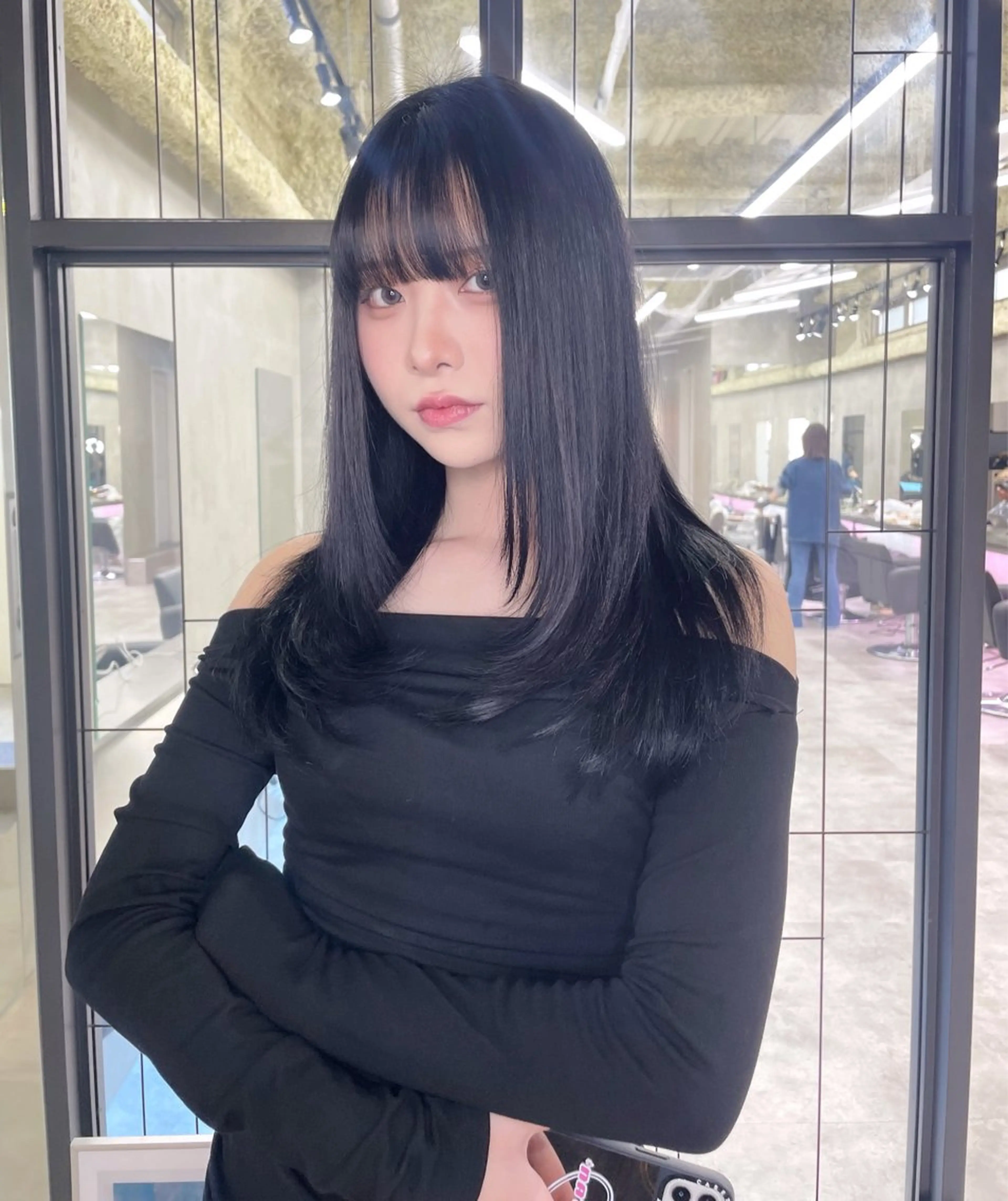 ミディアム カラー グレージュ 顔まわりレイヤー 韓国風ヘア レイヤーカット the path shogo🌻のヘアスタイル