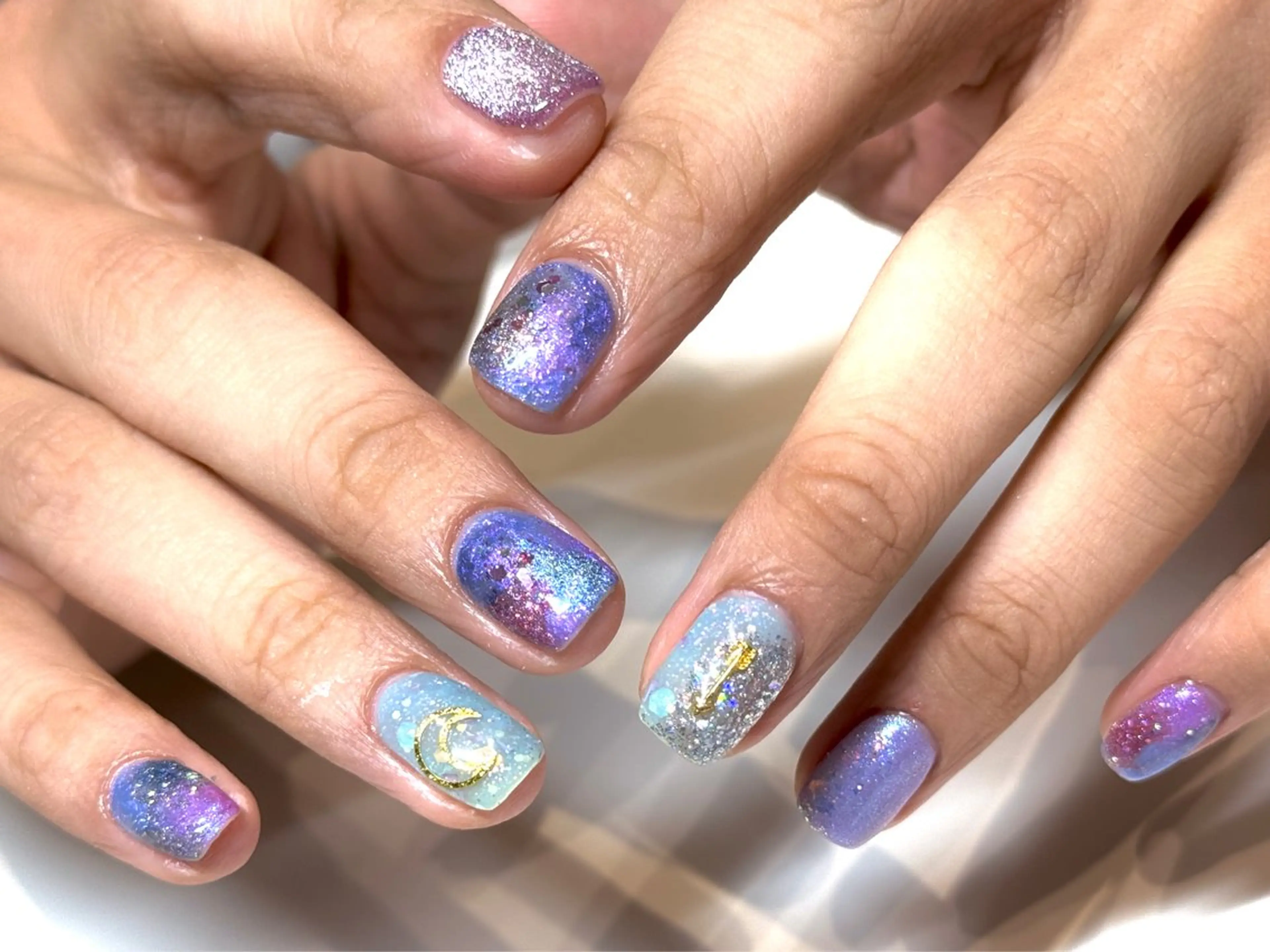 ネイル メンズネイル パープル ハンドネイル ハンドケア Art Hanabi所属・Art Hanabi ミリのネイルデザイン