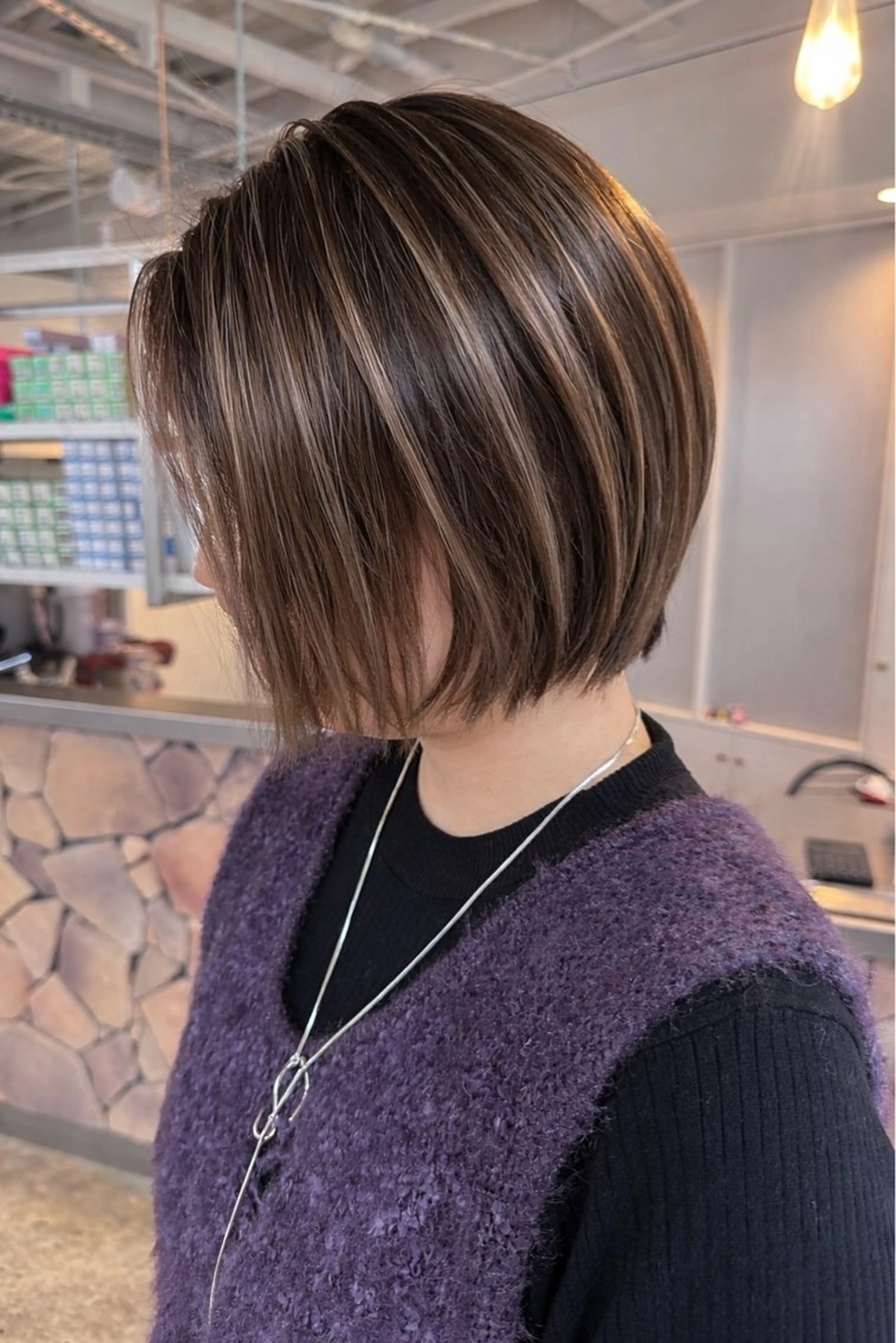 ショート ボブ ハイライト レイヤーカット ショートヘア ウルフカット カット トリートメント Tsuyoki .のヘアスタイル