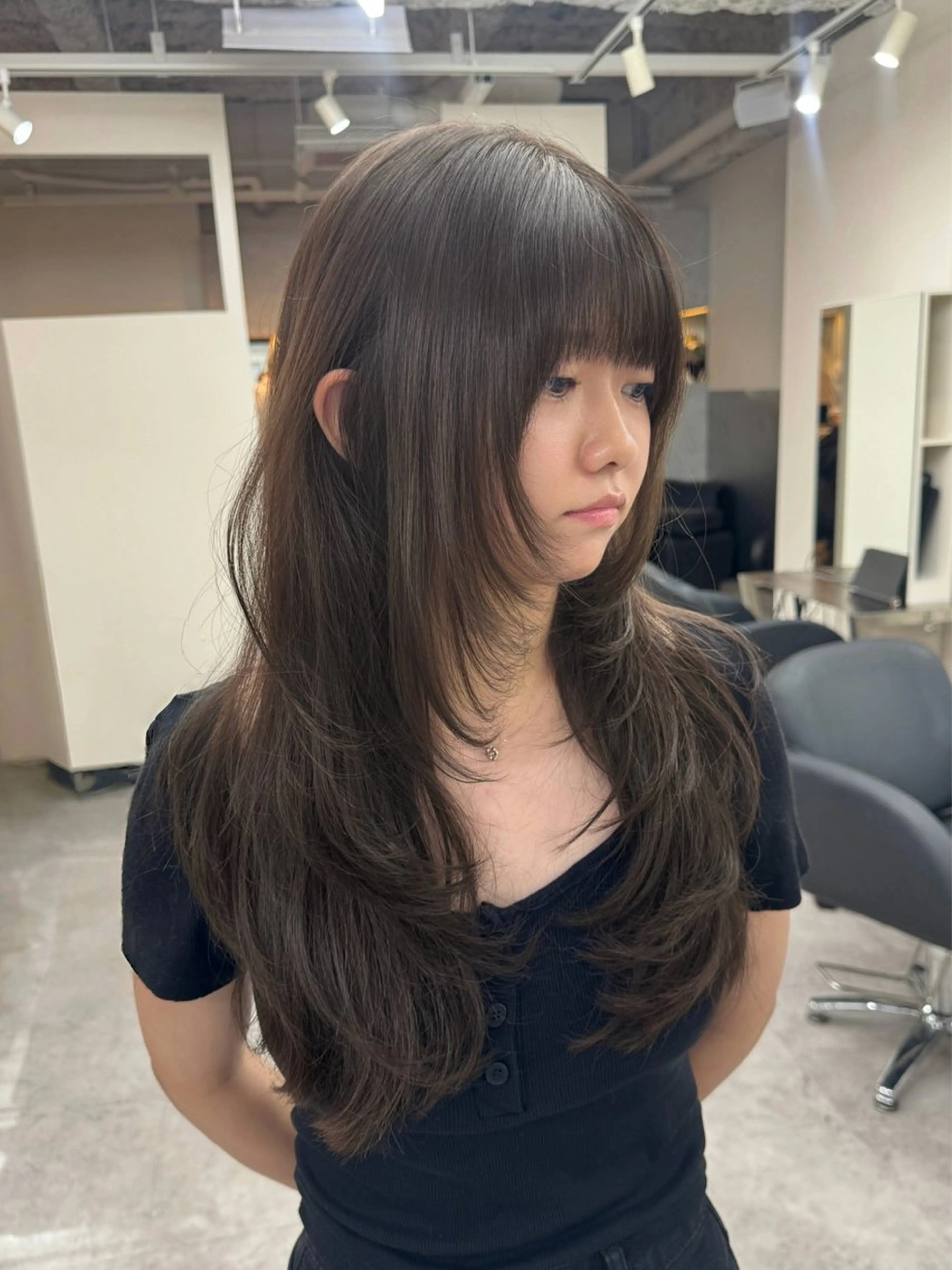 ロング カラー カット ヘアカラー トリートメント 🎀髪質改善×韓国レ イヤー×透明感/米田のヘアスタイル