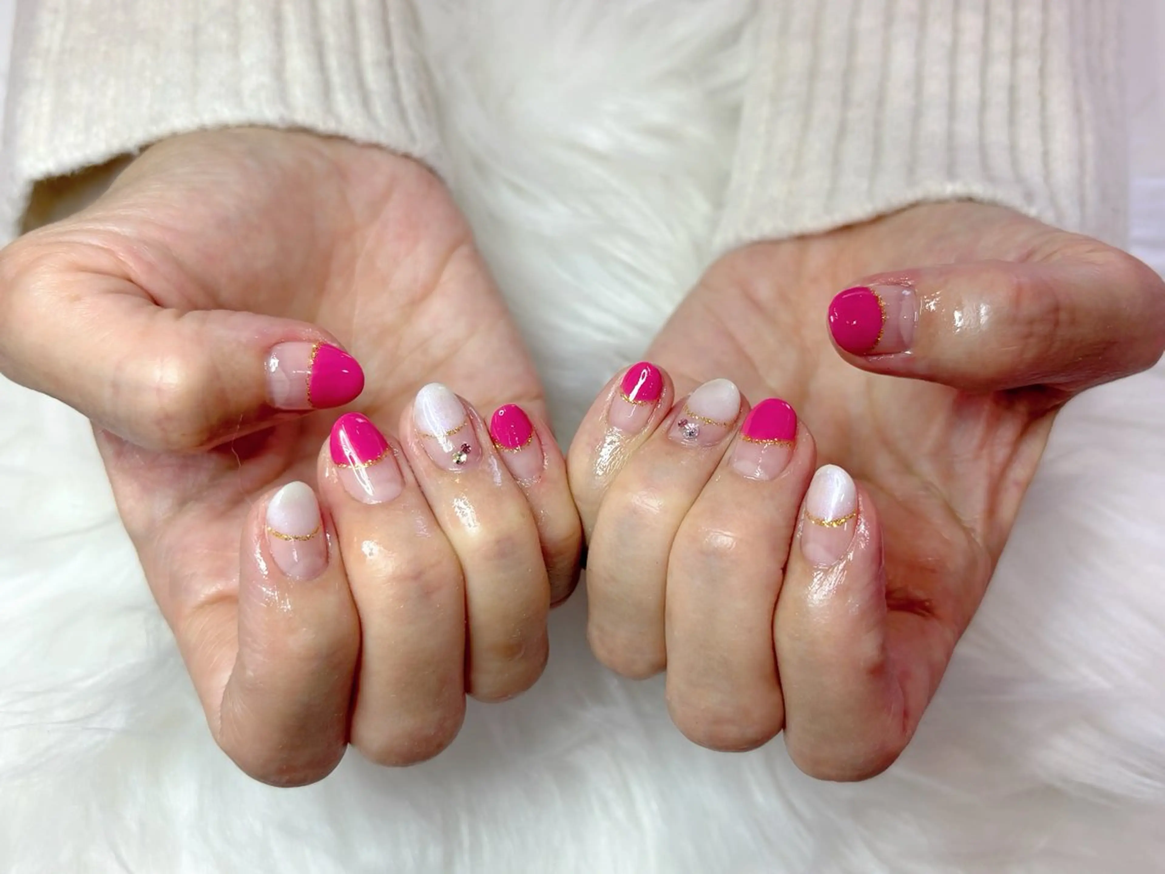 ネイル フレンチネイル オフィスネイル ピンク シンプルネイル 春ネイル ハンドネイル M Hのその他イメージ