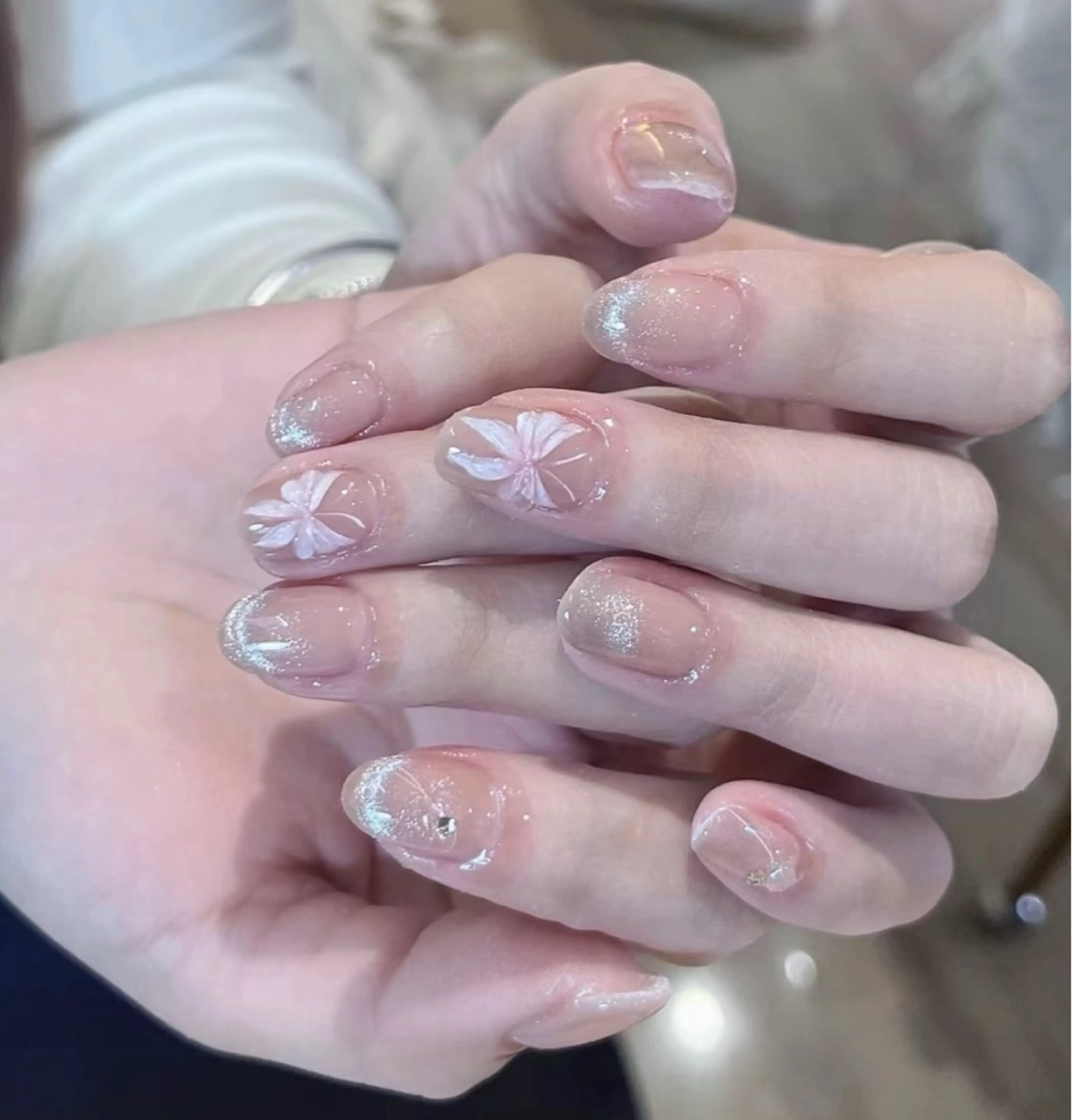 ネイル 長さ出し フレンチネイル 韓国ネイル マグネットネイル マグネットフレンチ ハンドネイル Sun Nail 池袋のネイルデザイン