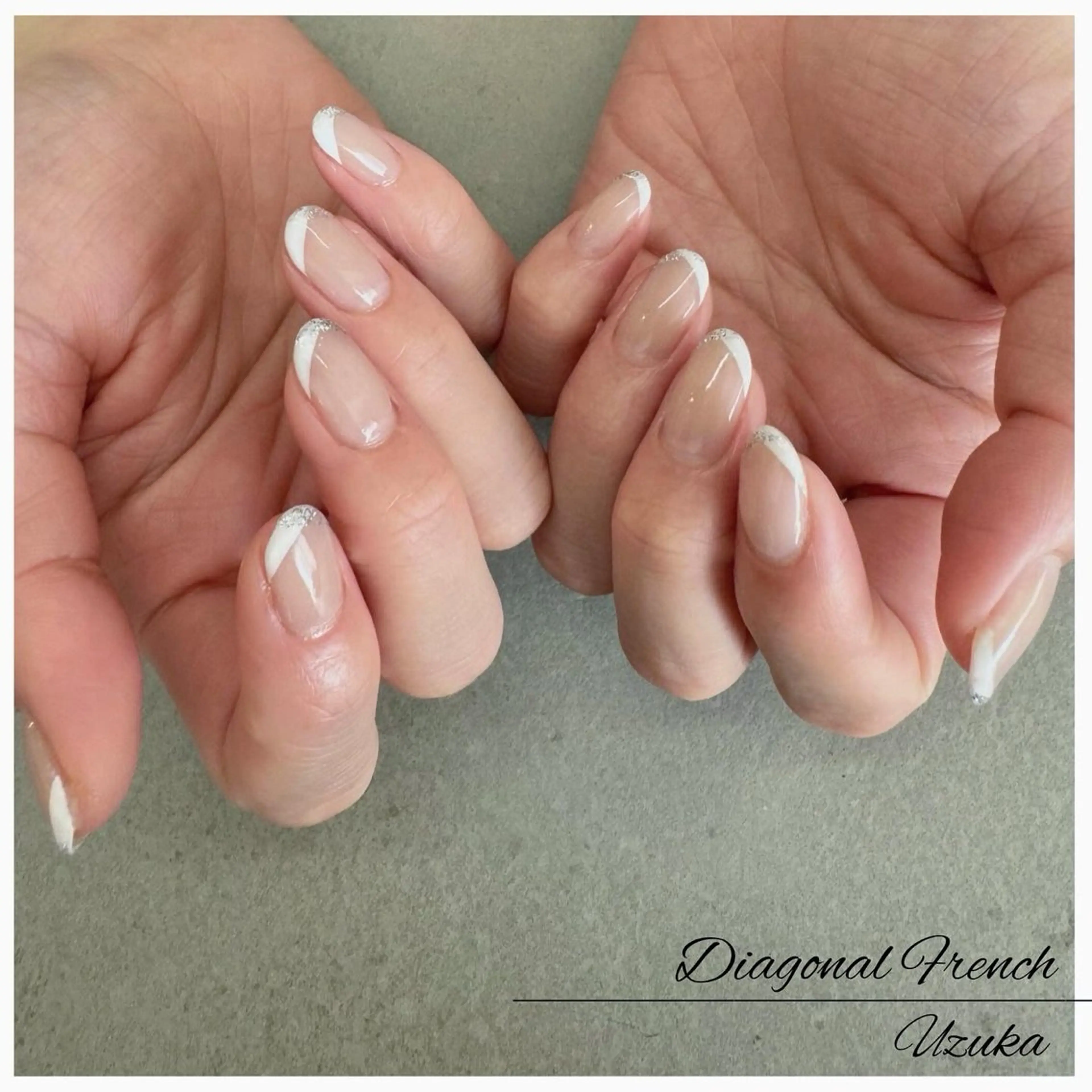 ネイル フレンチネイル ラメ(グリッター) 【 enn 】 Uzuka Yukaのネイルデザイン