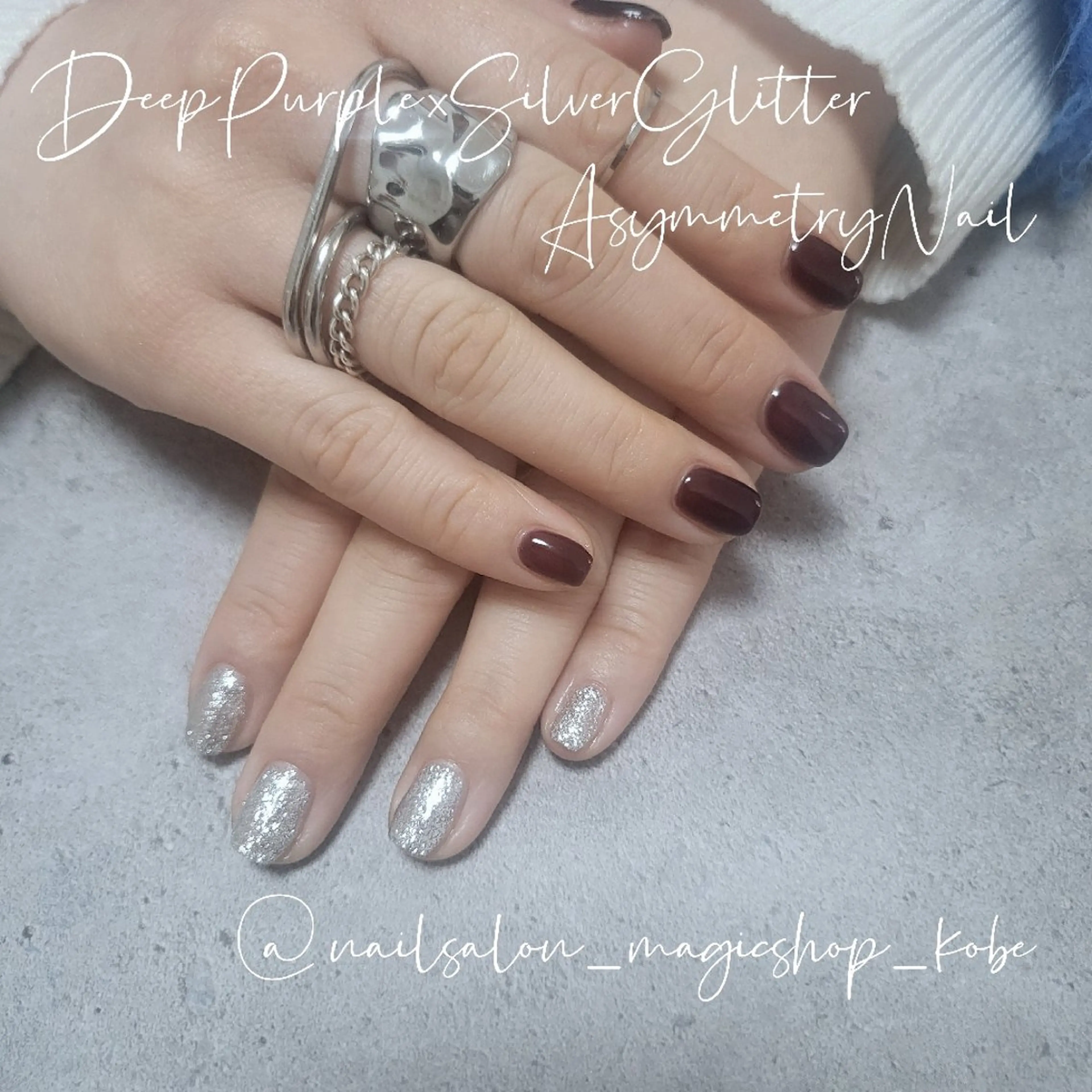ネイル ボルドー ブラウン ジェルネイル ラメ(グリッター) ワンカラーネイル ハンドネイル Nailsalon MagicShopのネイルデザイン