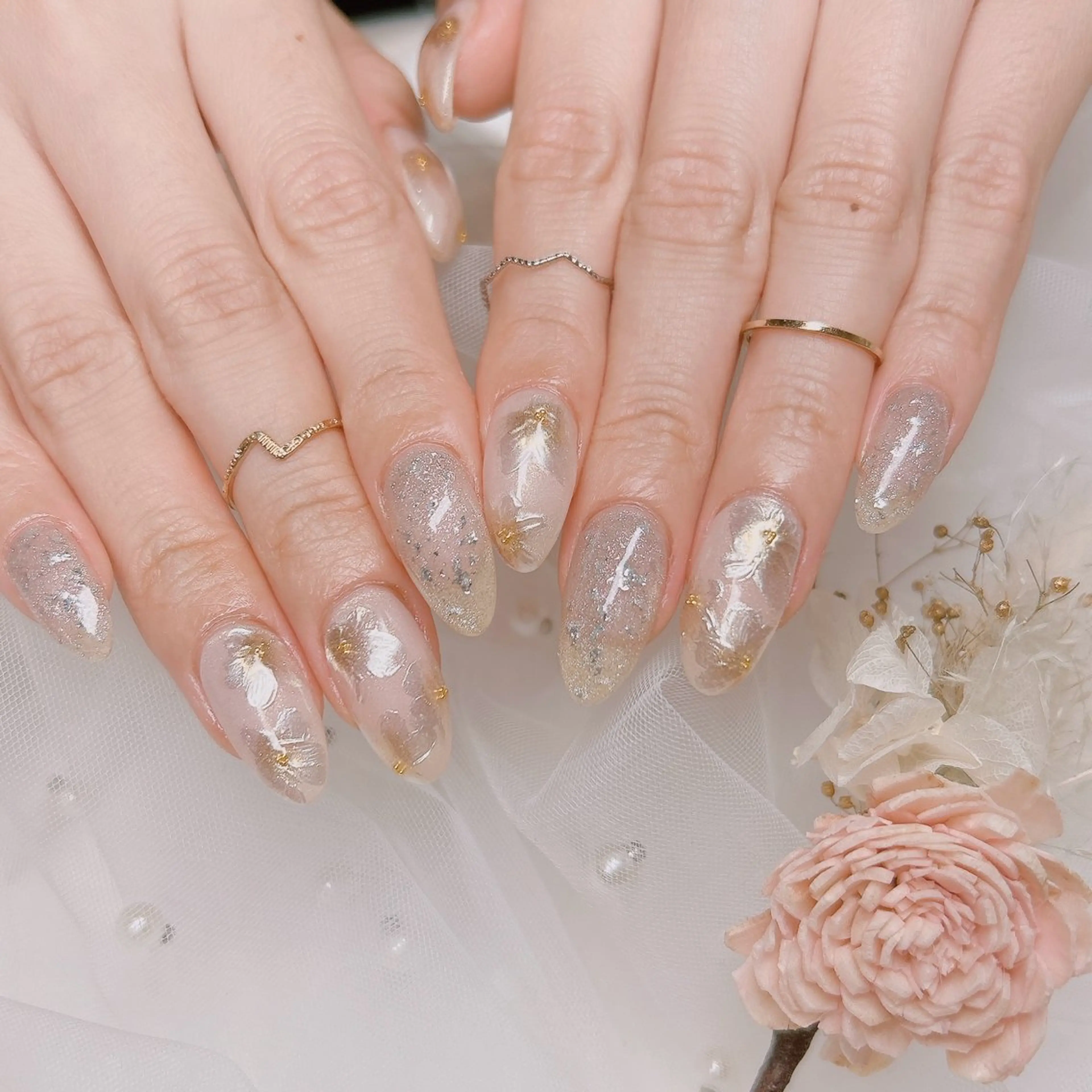 ネイル フラワーネイル ブライダルネイル ハンドネイル junna のぞいてねのネイルデザイン