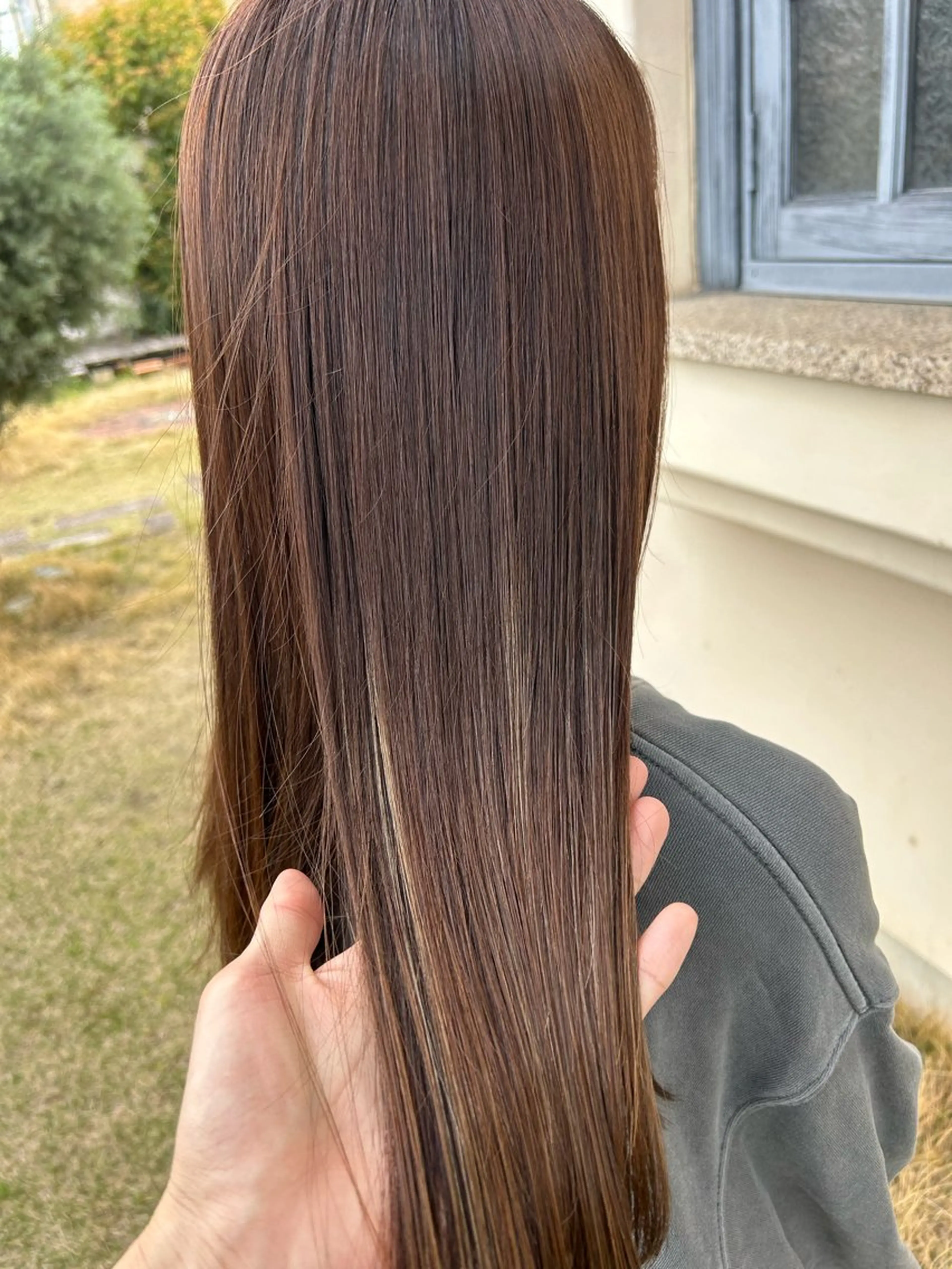 ロング カット ヘアカラー ボブ/切りっぱなし/ 縮毛矯正/吉川清保のヘアスタイル