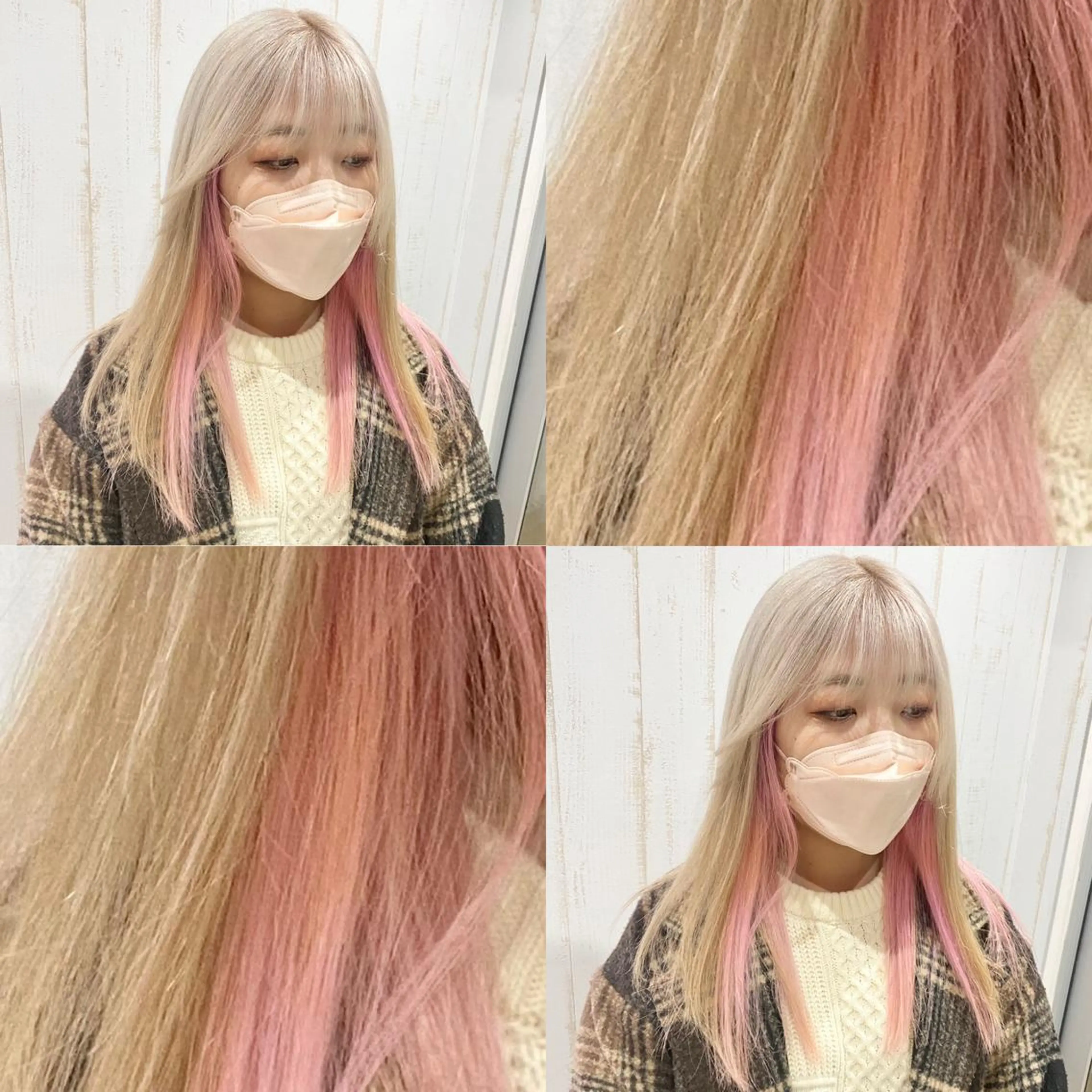 ロング カラー インナーカラー ピンクカラー ホワイトピンク ハイトーン💫 エクステ💫maiのヘアスタイル