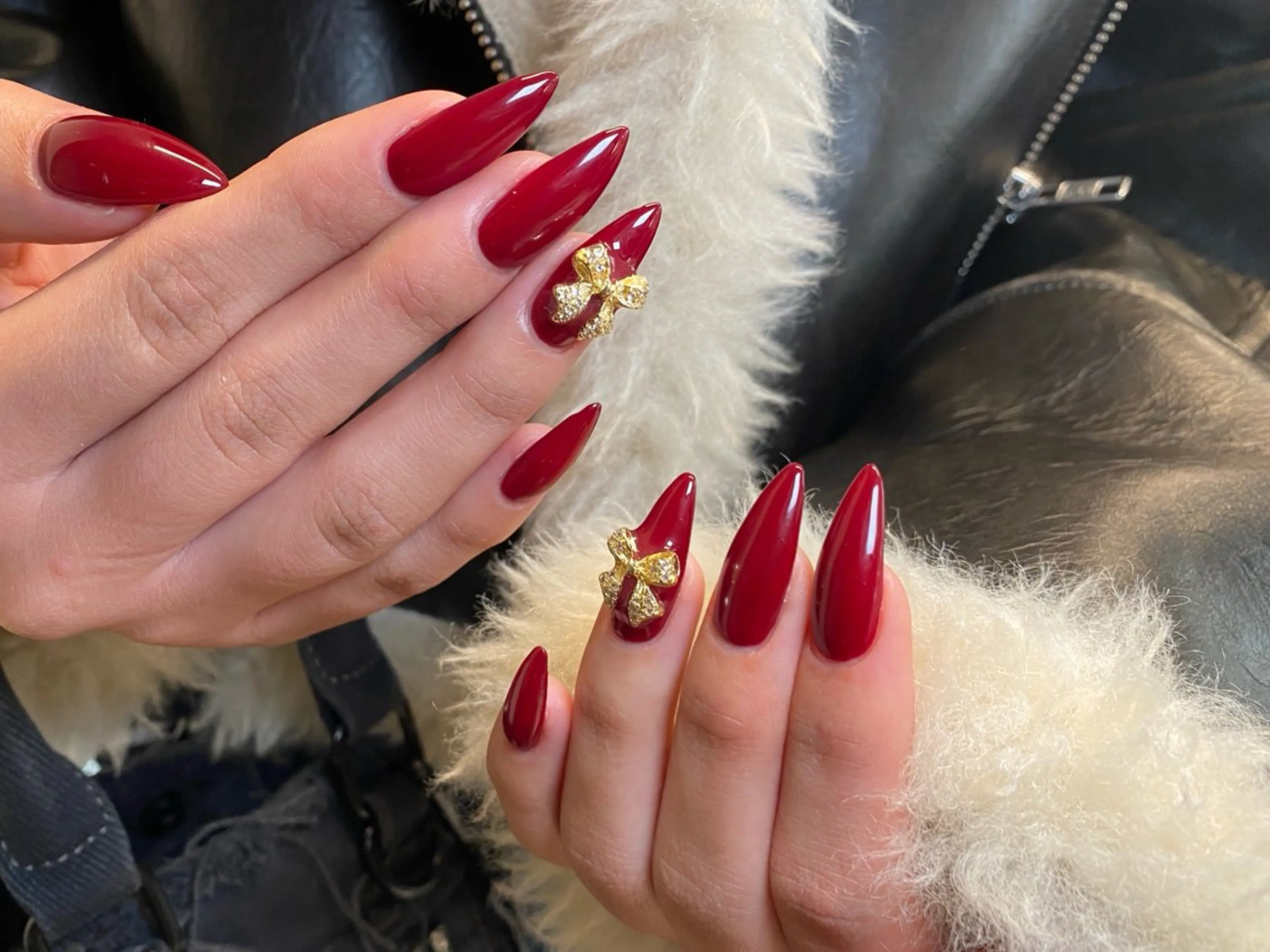 ネイル カジュアル チークネイル 成人式 ドット フレンチネイル ハンドネイル ゆず- Nail Salonのネイルデザイン