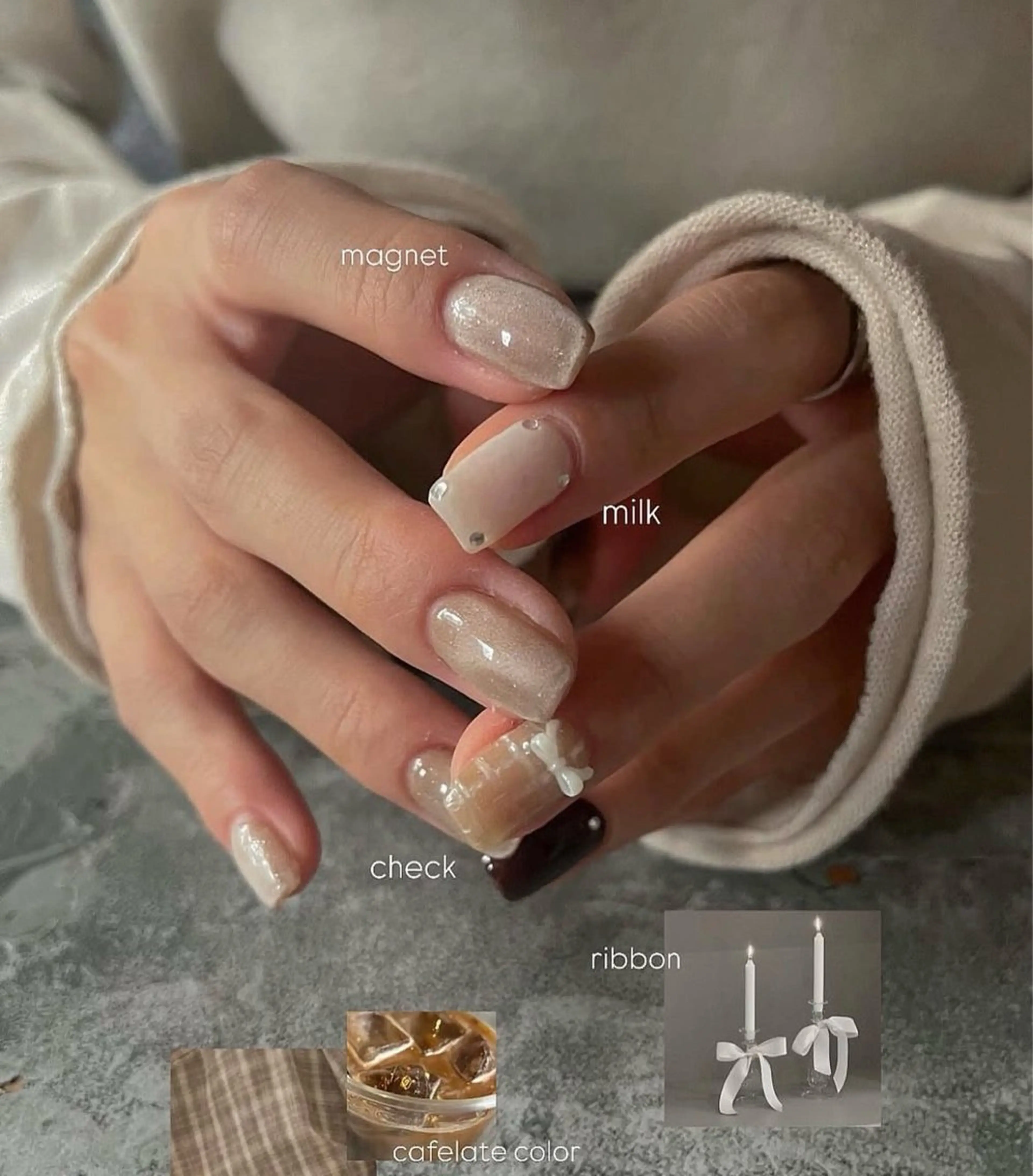 ネイル 韓国ネイル 持ち込み ニュアンスネイル ネイルチップ ハンドネイル ANA.CHUO 本川越店舗のネイルデザイン