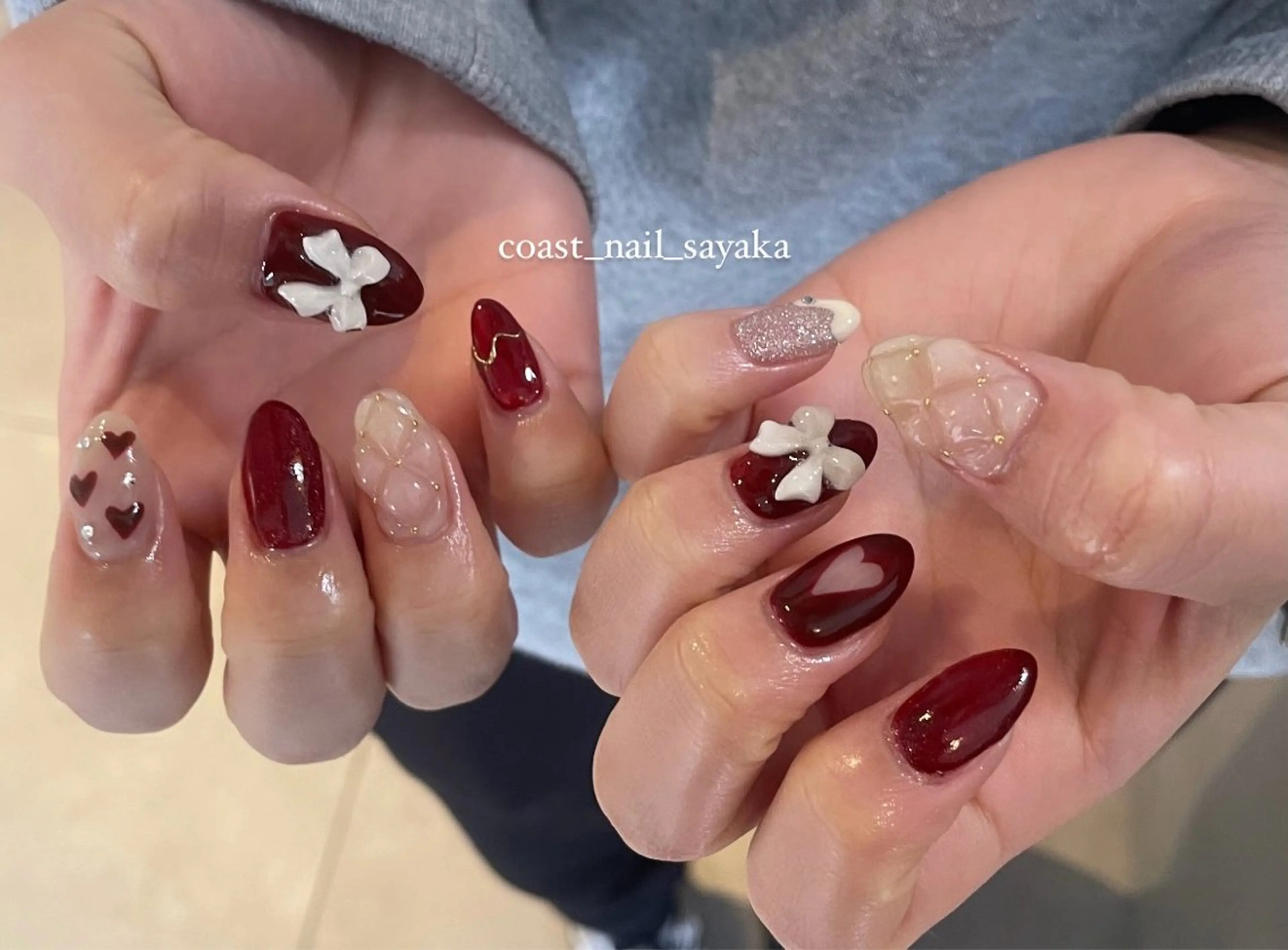 ネイル バレンタイン ハンドネイル HOSHI ⭐️辻堂 /藤沢ガーリーネイルのネイルデザイン