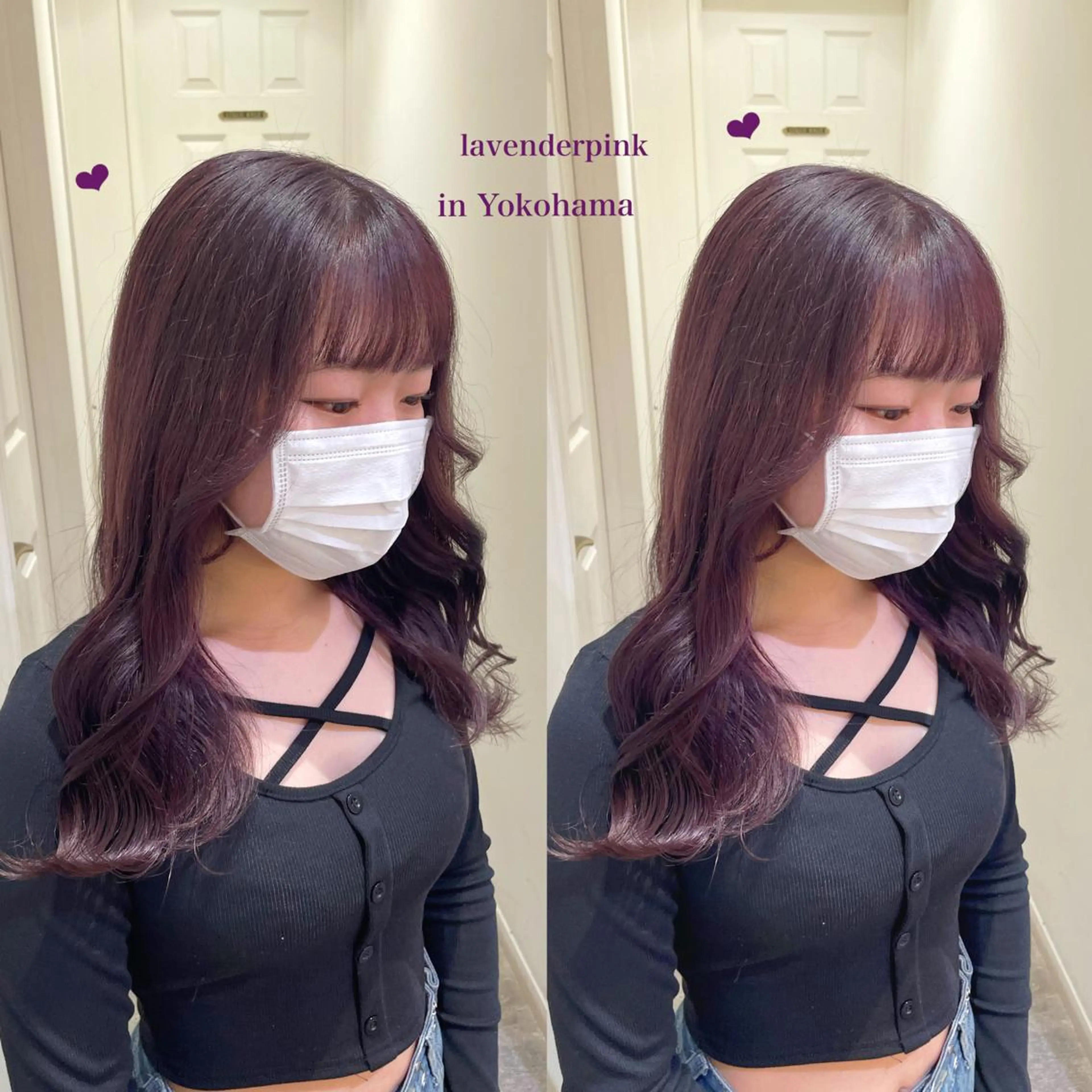 セミロング カラー ブリーチ ラベンダーカラー ラベンダーピンク ピンクカラー エクステ/ハイトーン 🐏☁️miminaのヘアスタイル