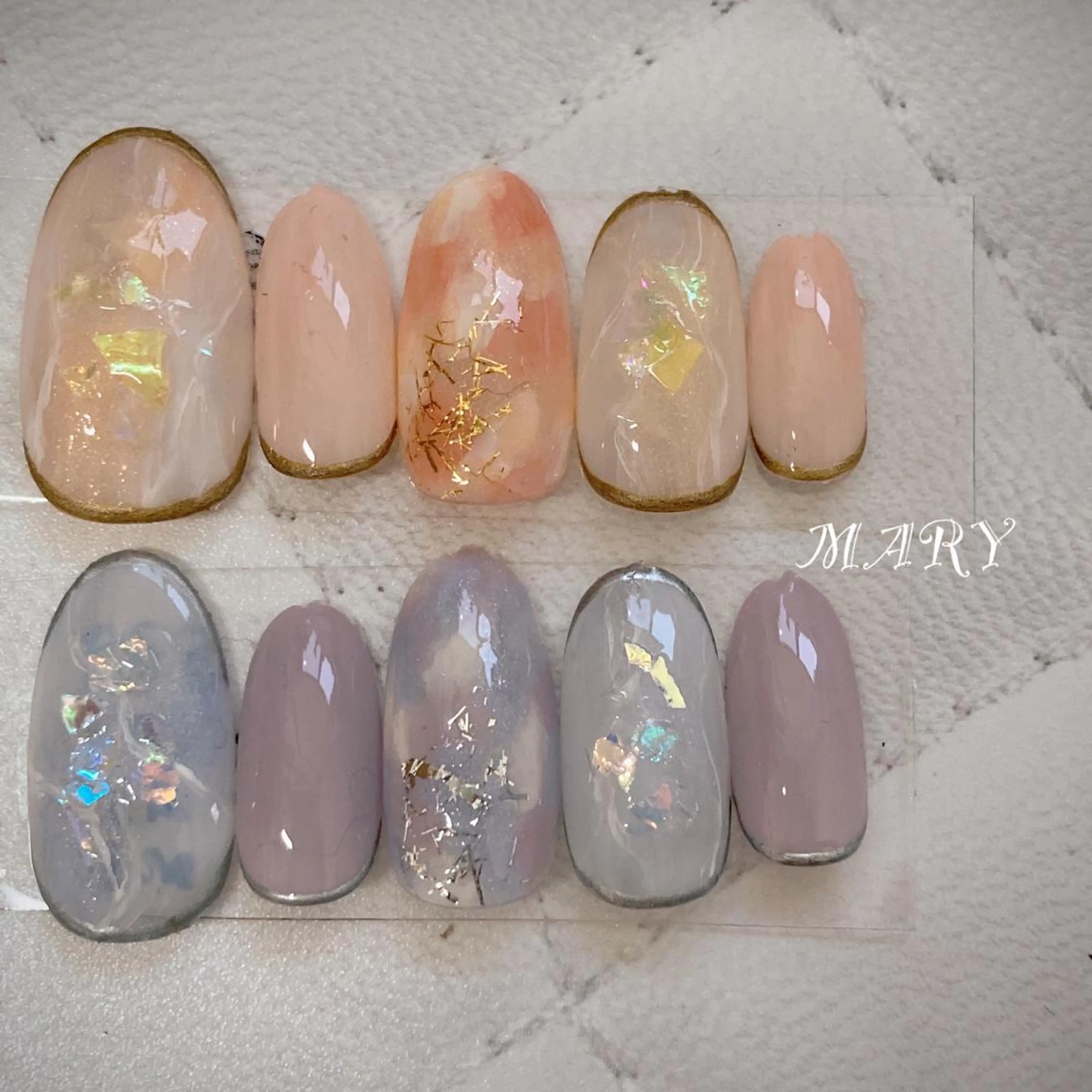 ネイル アートネイル 大理石ネイル(マーブル) ニュアンスネイル パステルネイル 春ネイル ハンドネイル Mary nail所属・Mary nail .narumiのネイルデザイン