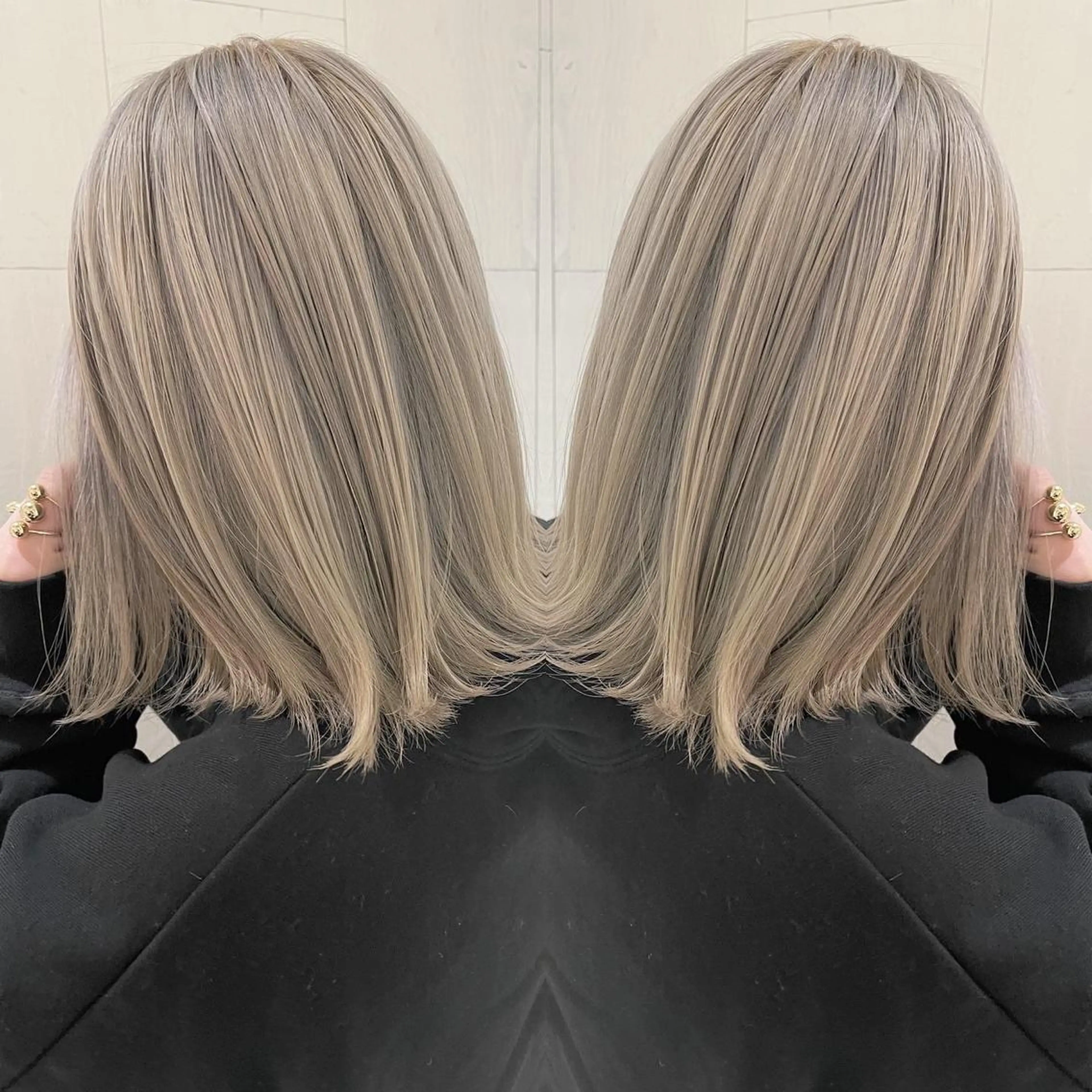 ミディアム カラー アッシュ ブリーチ グレージュ ハイトーンカラー 外国人風カラー ヘアカラー トリートメント 河合秀明/ショート /ボブ/レイヤーのヘアスタイル