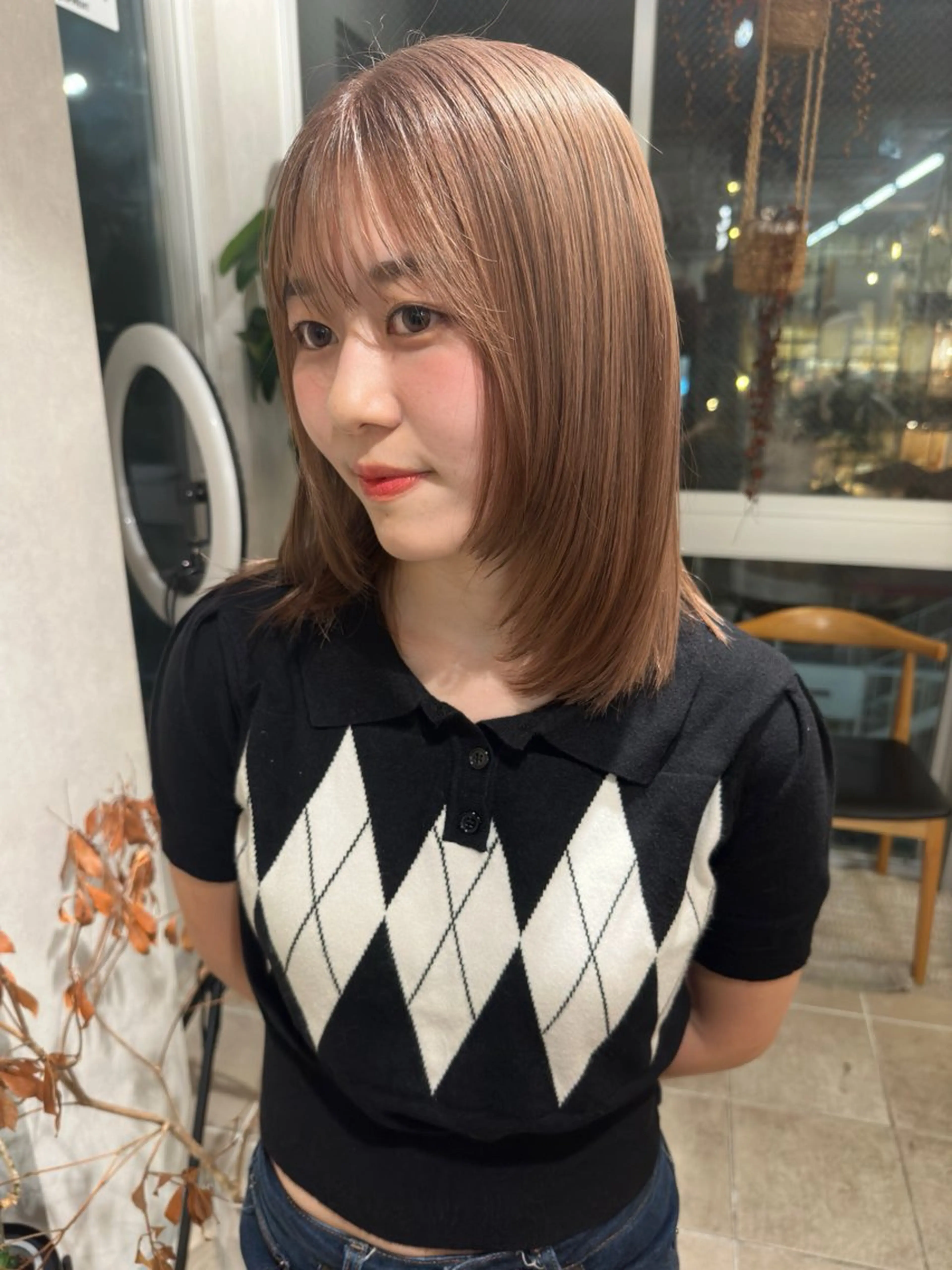 ミディアム カラー ベージュカラー ミルクティーベージュ broocH福岡所属・broocH 清水 駿【デザインカラー】のヘアスタイル