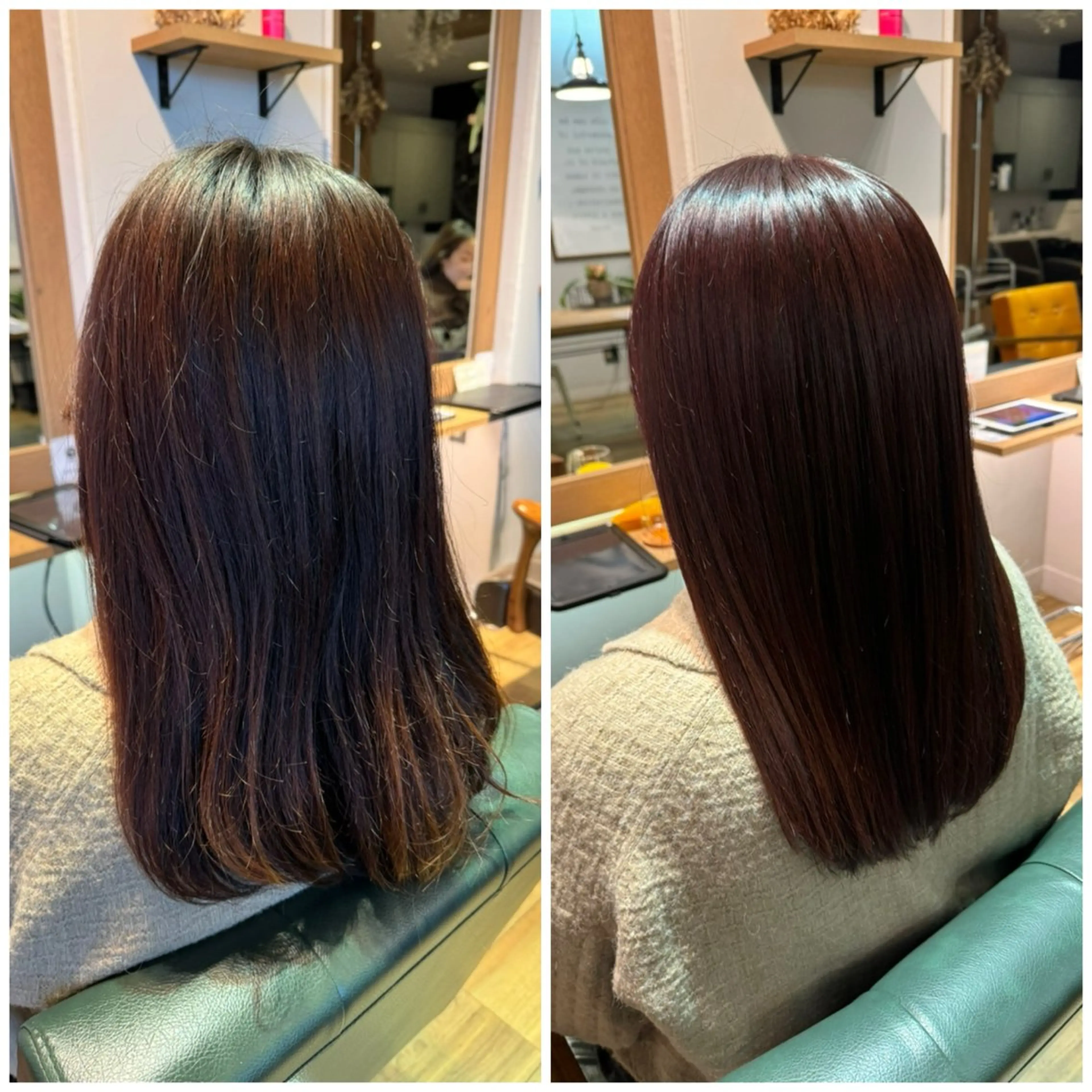 ロング カラー ピンクカラー レッドカラー 髪質改善 ヘアカラー トリートメント ツキダテ ユイのヘアスタイル