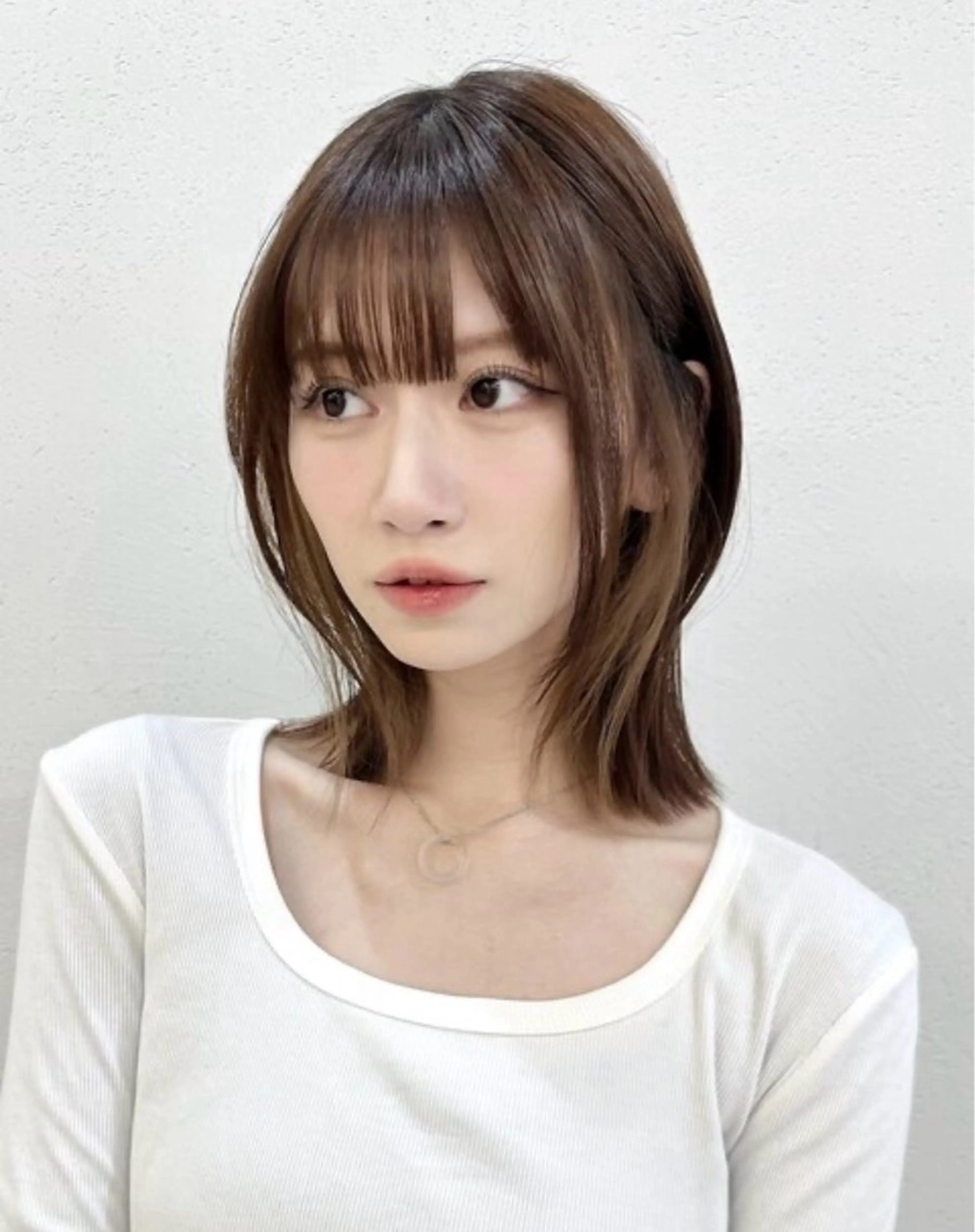 ミディアム ヘアカラー 福岡美容師 透明感カラーのヘアスタイル